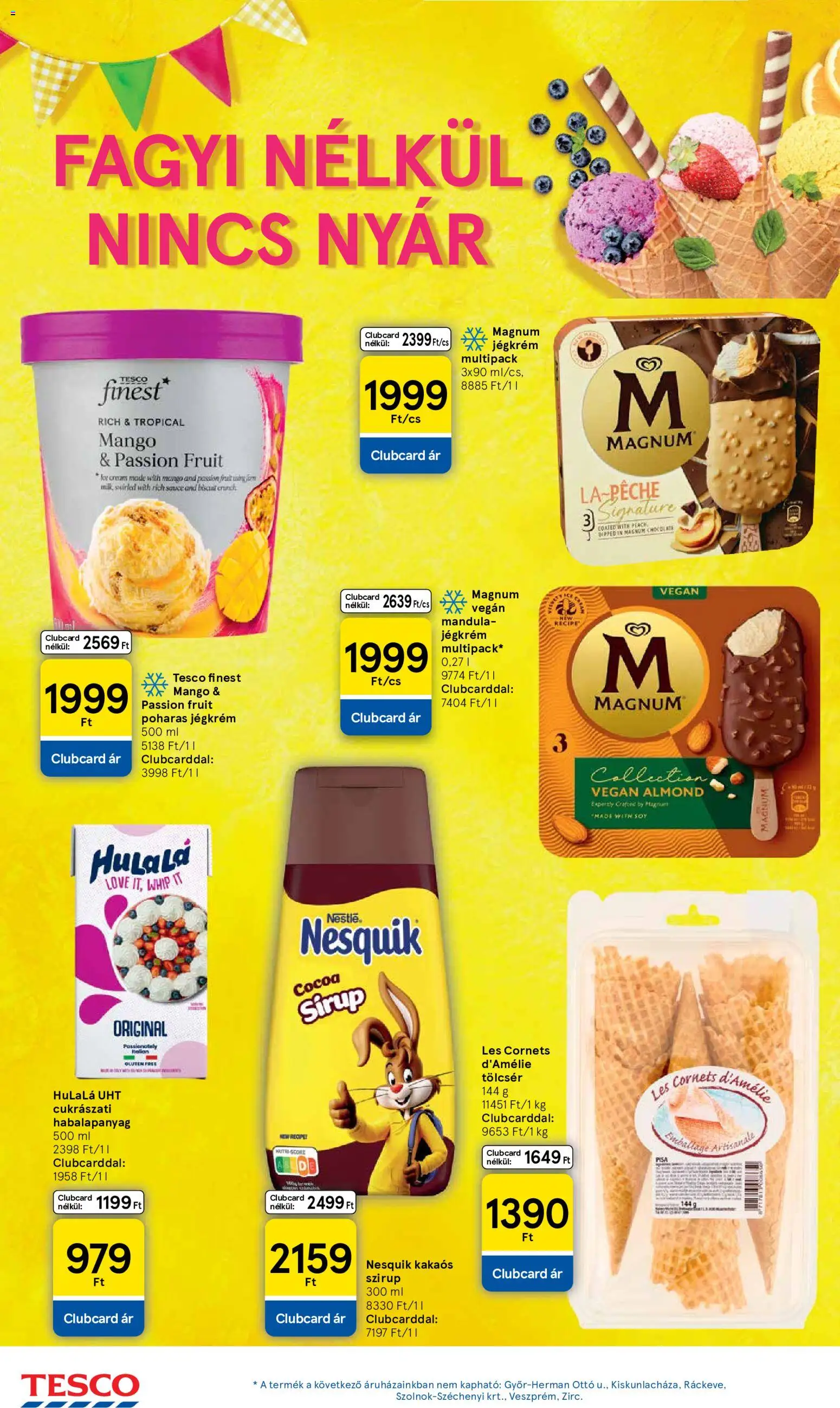 Tesco akciós ujság - amely érvényes a következő dátumtól: 2026.07.23. | Oldal: 4 | Termékek: Magnum, Nesquik, Vegán, Mangó