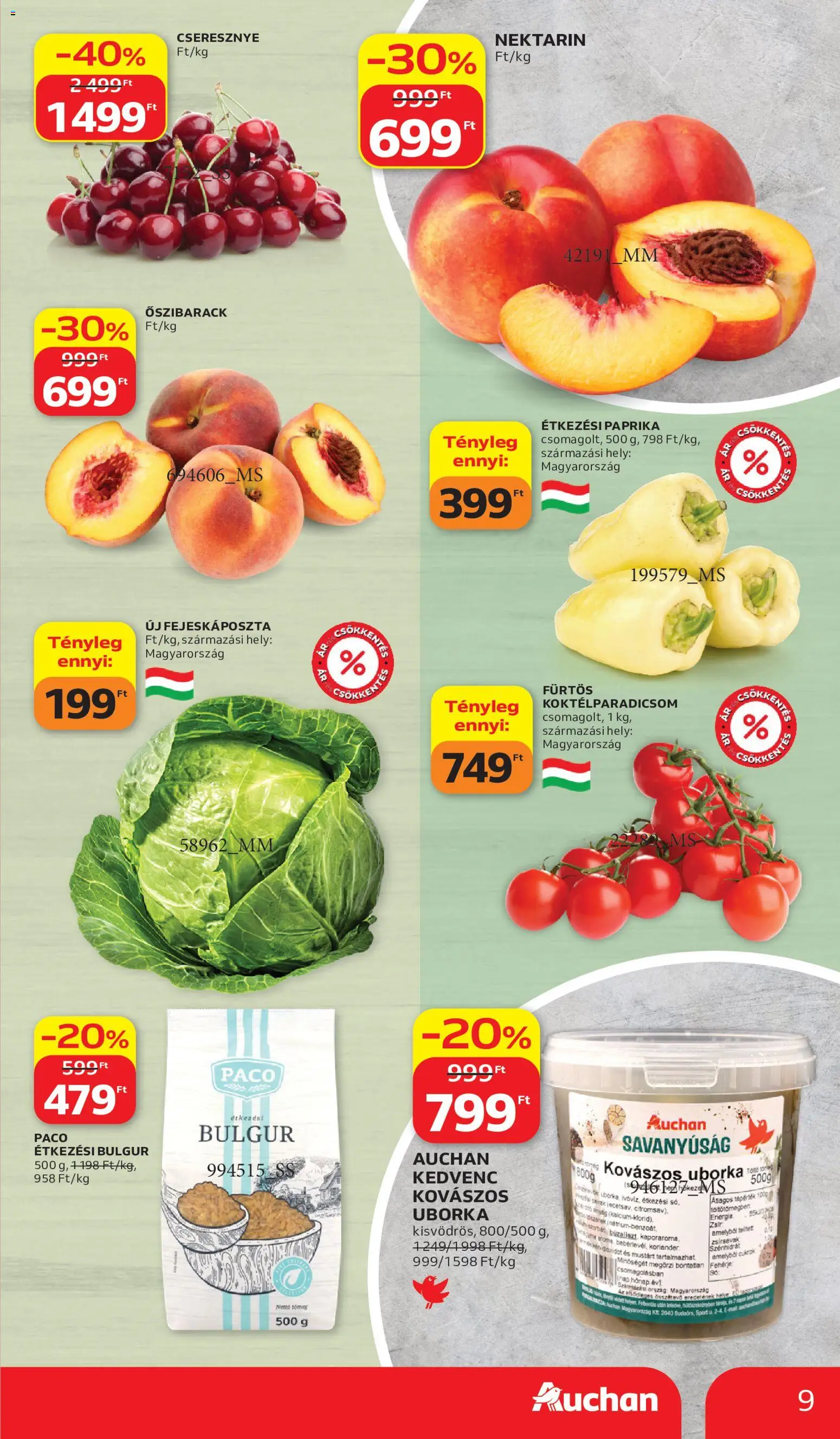 Auchan akciós ujság - amely érvényes a következő dátumtól: 2026.07.02. | Oldal: 9 | Termékek: Cseresznye, Koktélparadicsom, Bulgur, Koriander
