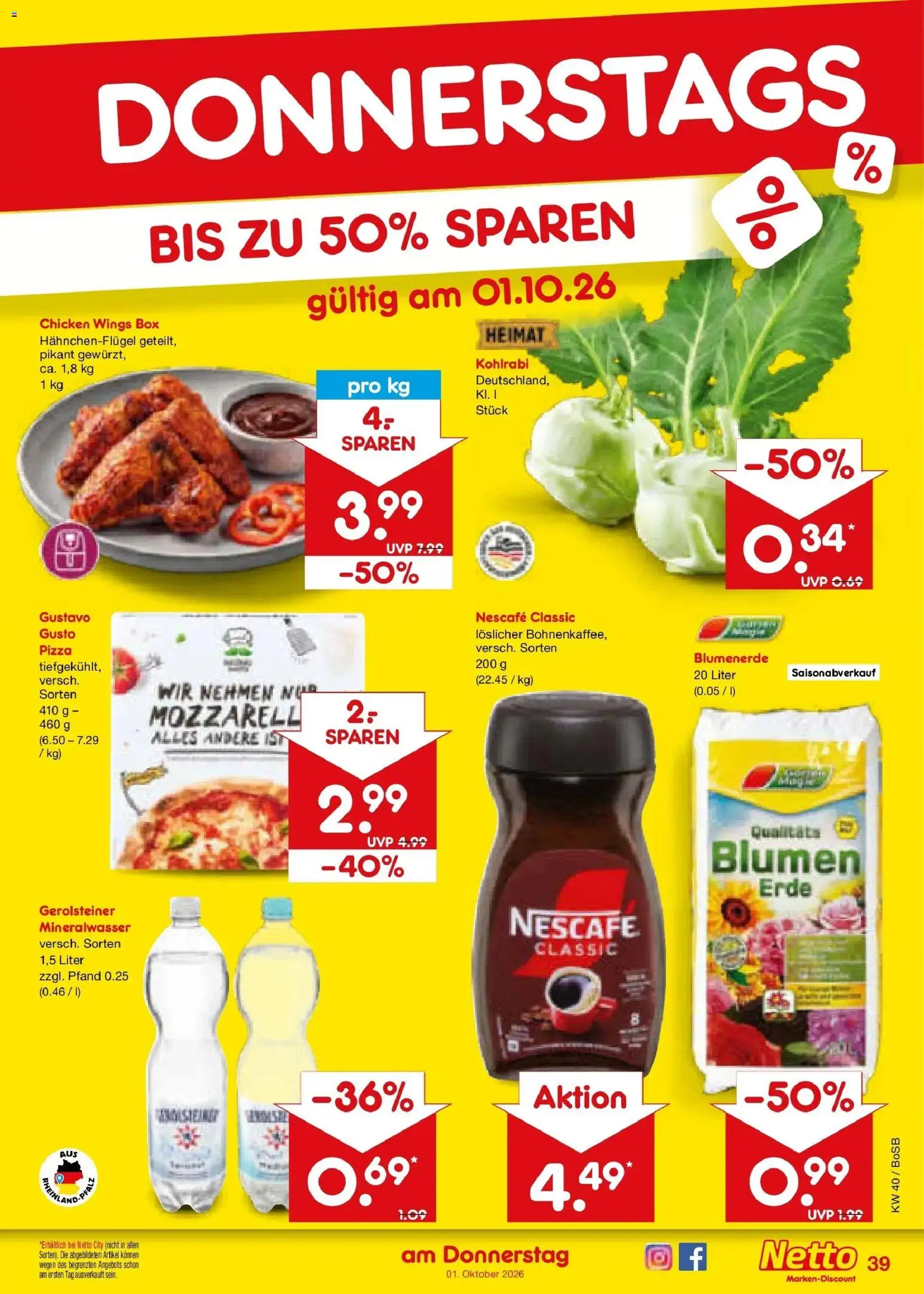Netto Marken-Discount Prospekt Stadtlohn – gültig ab 28.09.2026 | Seite: 61 | Produkte: Blumen, Mineralwasser, Pizza, Gerolsteiner