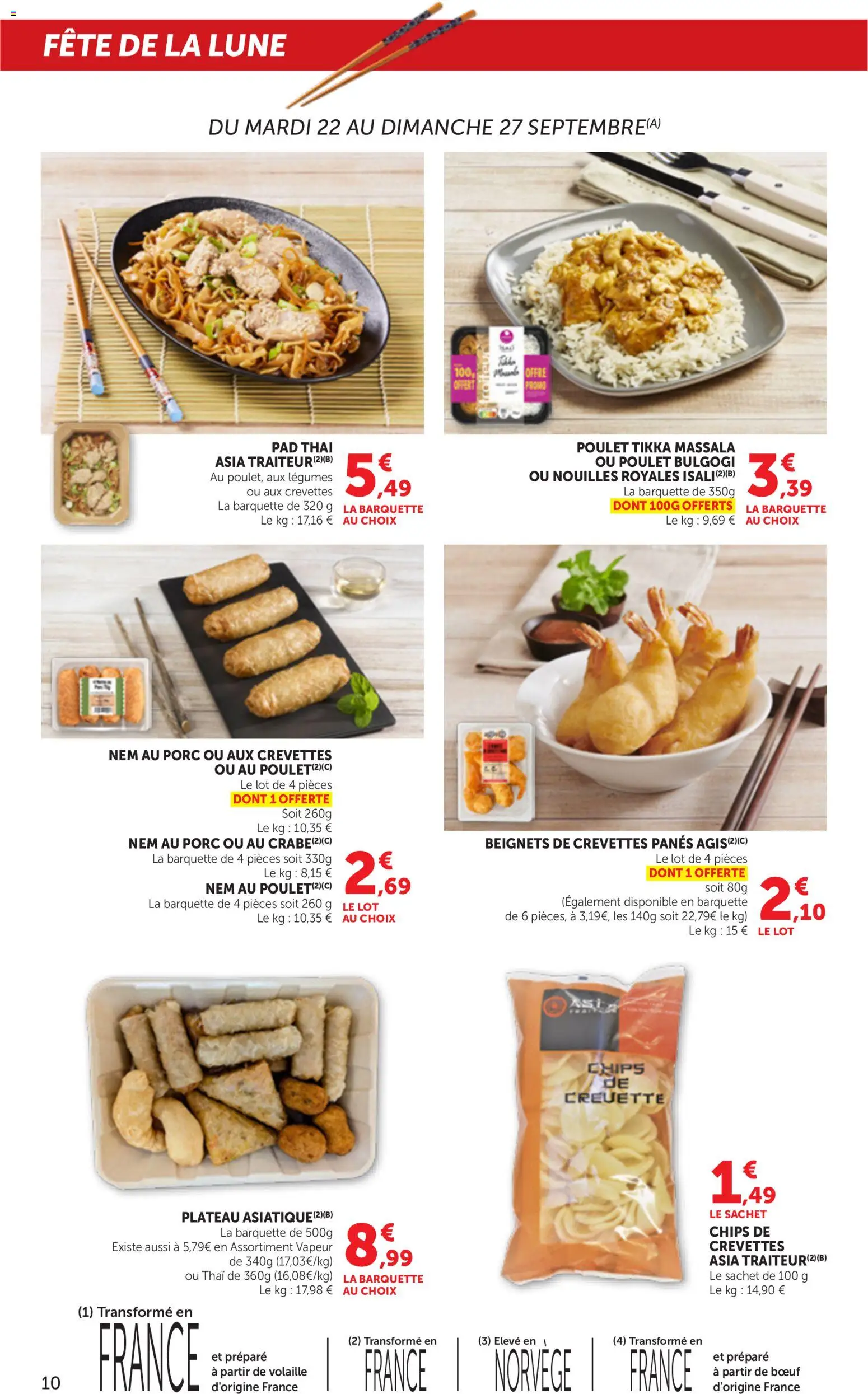 {H1} | Page: 10 | Produits: Crevettes, Poulet, Porc, Nouilles