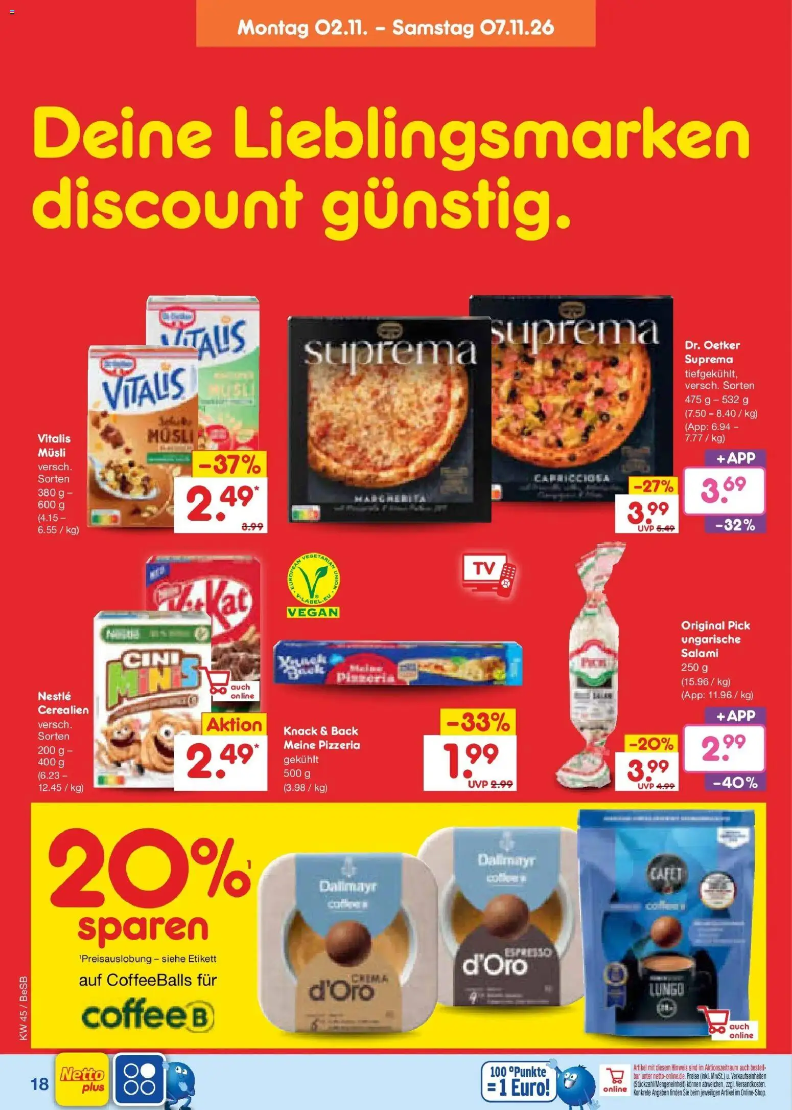 Netto Marken-Discount Prospekt Berlin-Prenzlauer Berg (ab 02.11.2026) » Angebote | Seite: 28 | Produkte: Musli, Dallmayr, Salami