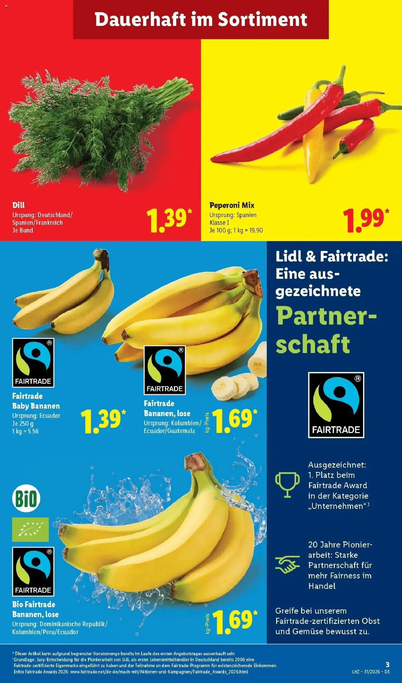 Lidl Prospekt Villingen-schwenningen – gültig ab 27.07.2026 | Seite: 3 | Produkte: Bananen, Gemüse, Obst, Dill