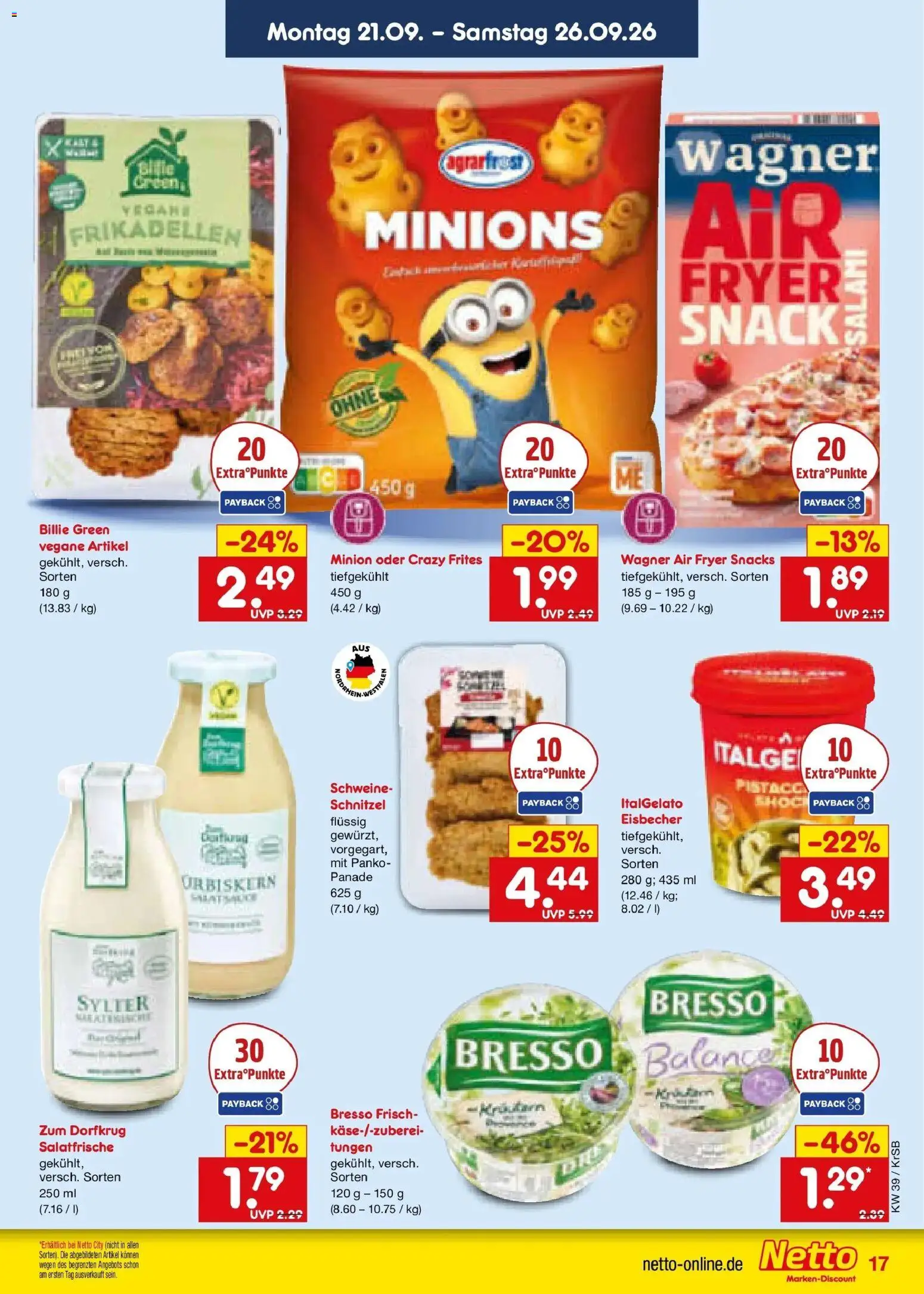Netto Marken-Discount Prospekt Baesweiler – gültig ab 21.09.2026 | Seite: 25 | Produkte: Schnitzel, Bresso, Salami
