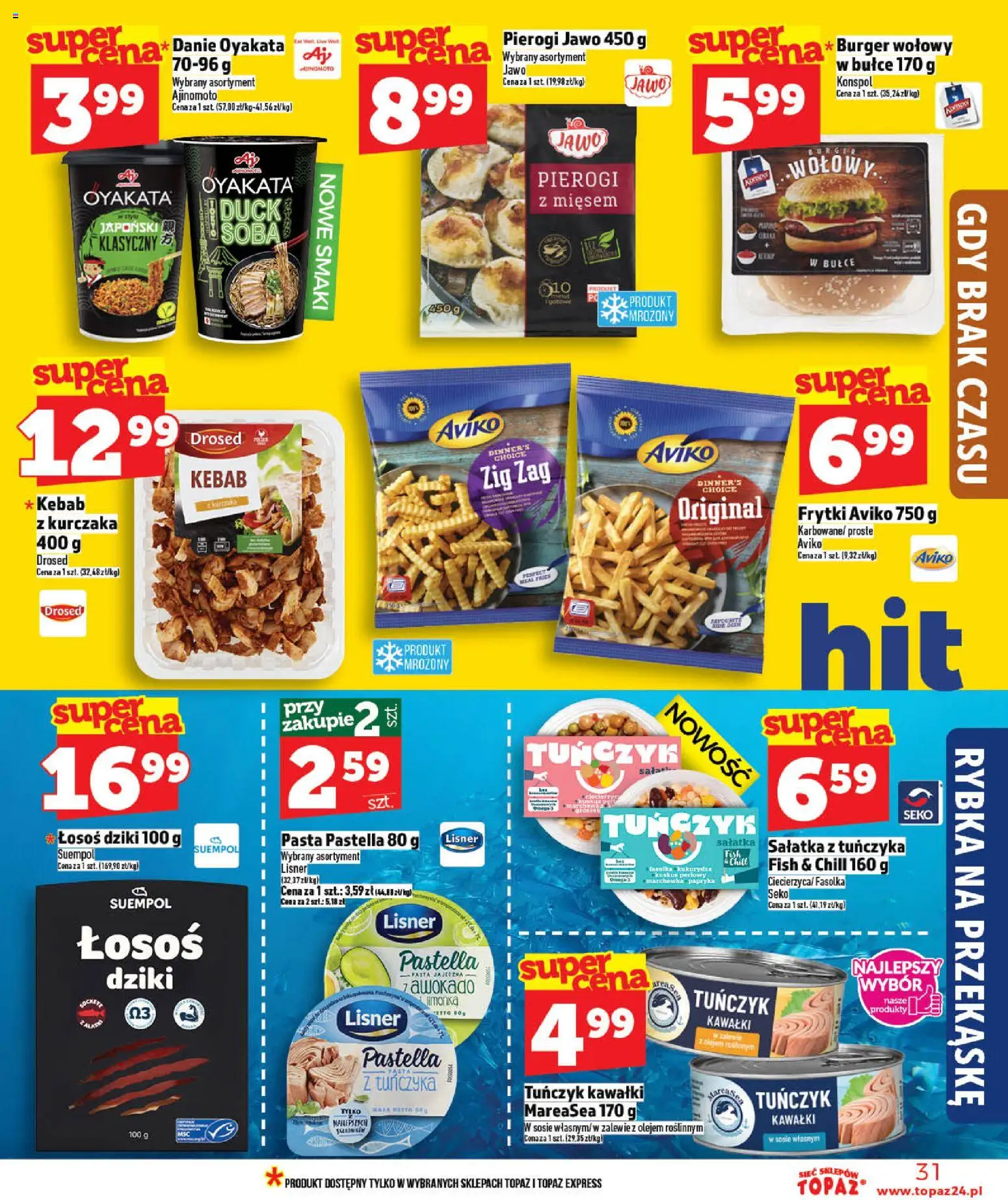 Topaz gazetka - Ceny małe na stałe od 07.05.2026 | Strona: 31 | Produkty: Kuskus perłowy, Pierogi, Łosoś, Marchewka