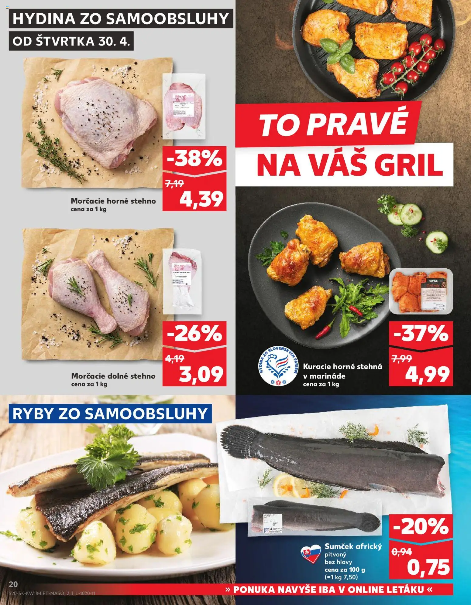 Nové Kaufland akcie – leták je platný od 30.04.2026 | Strana: 20 | Produkty: Gril, Ryby