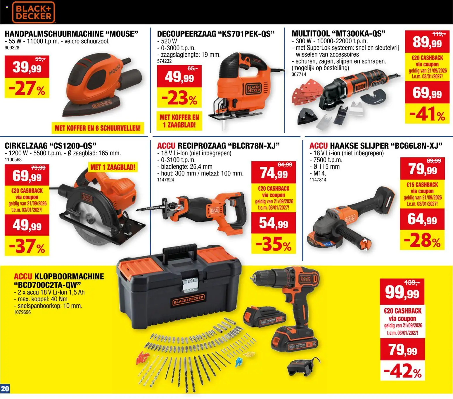 {H1} | Pagina: 20 | Producten: Koffer, Slijper, Accu klopboormachine, Klopboormachine