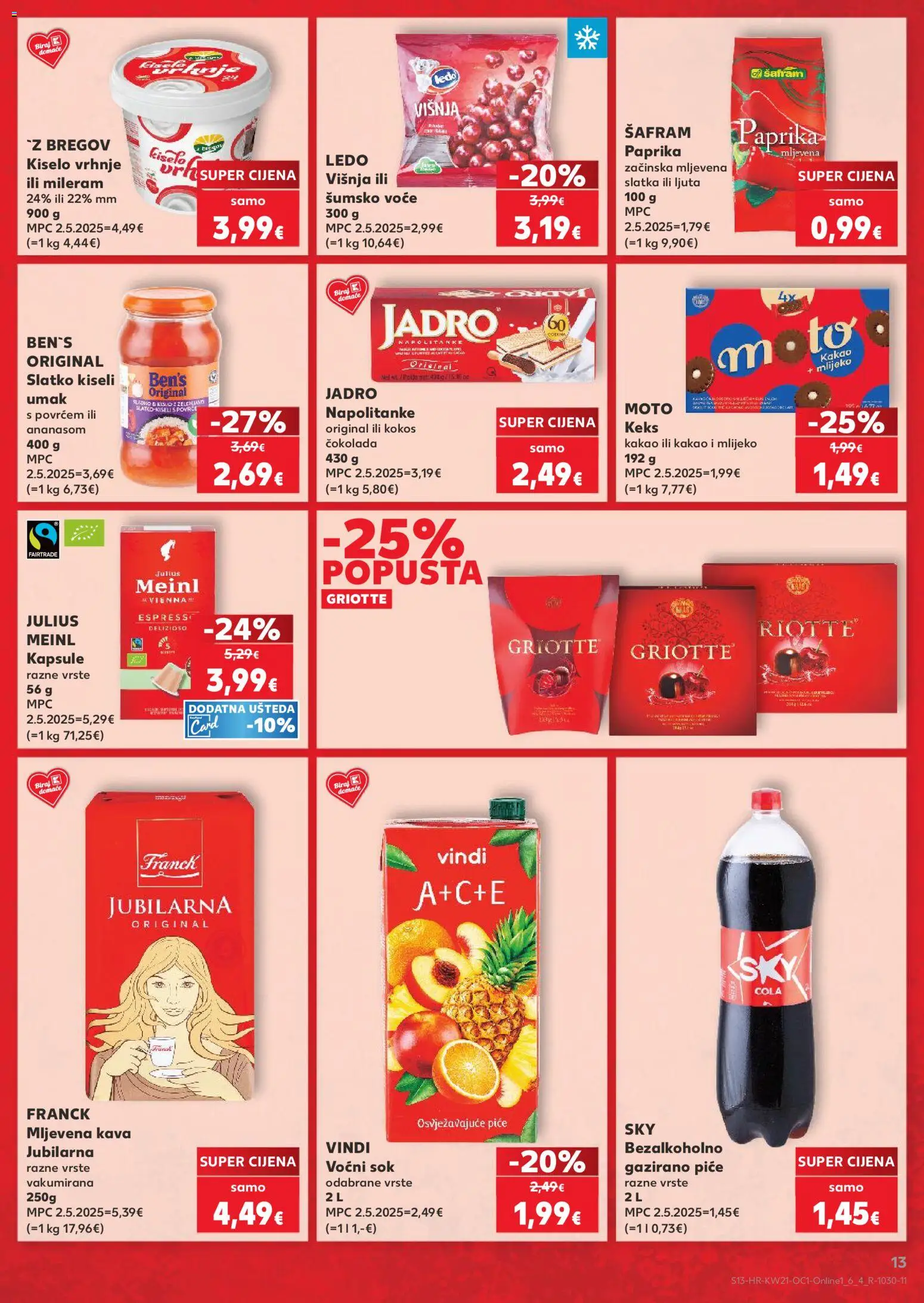 Kaufland katalog | vrijedi od 20.05.2026 | Stranica: 13 | Proizvodi: Mlijeko, Sok, Keks, Napolitanke