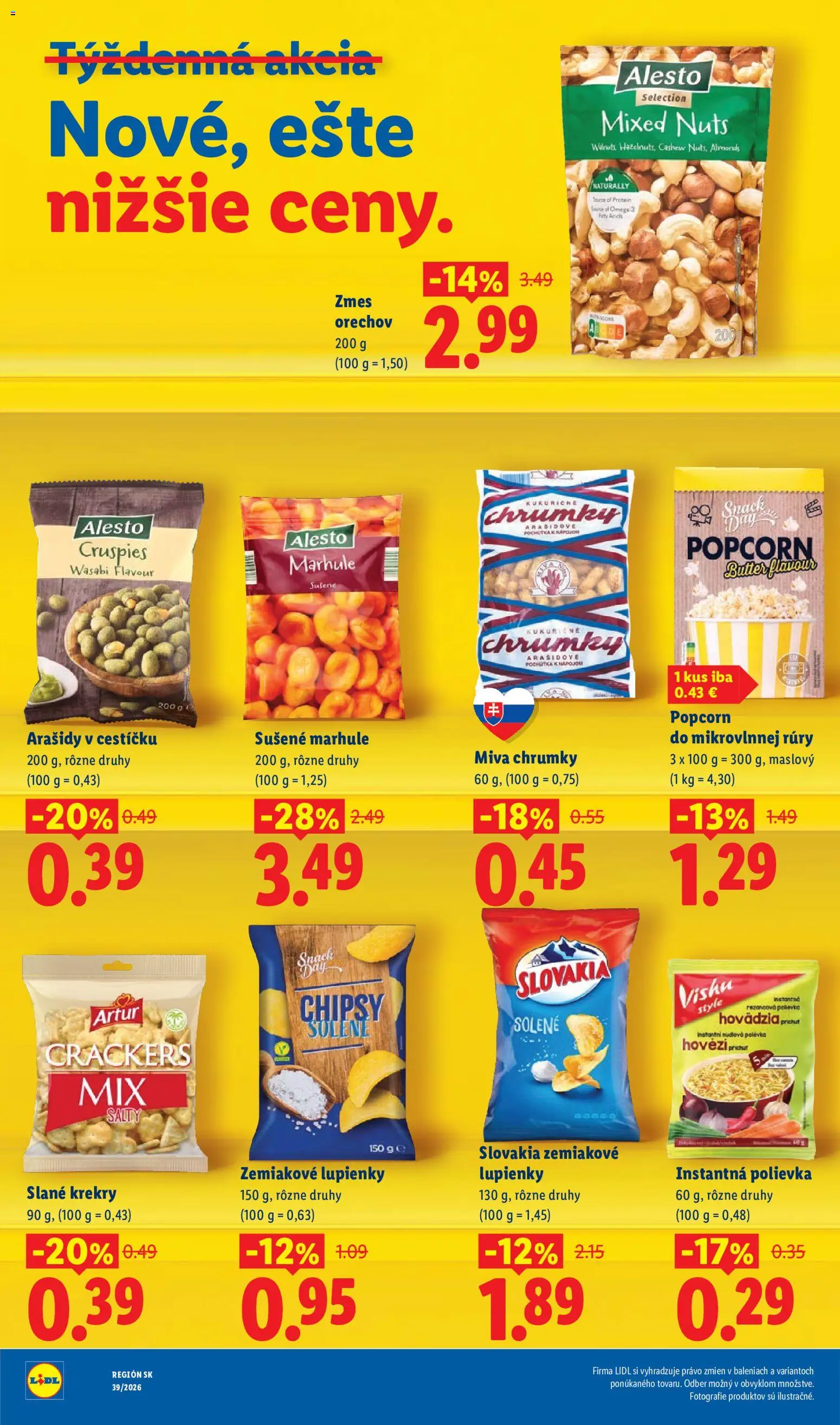 Nové Lidl akcie – leták je platný od 21.09.2026 | Strana: 8 | Produkty: Krekry, Chipsy, Arašidy, Sušené marhule