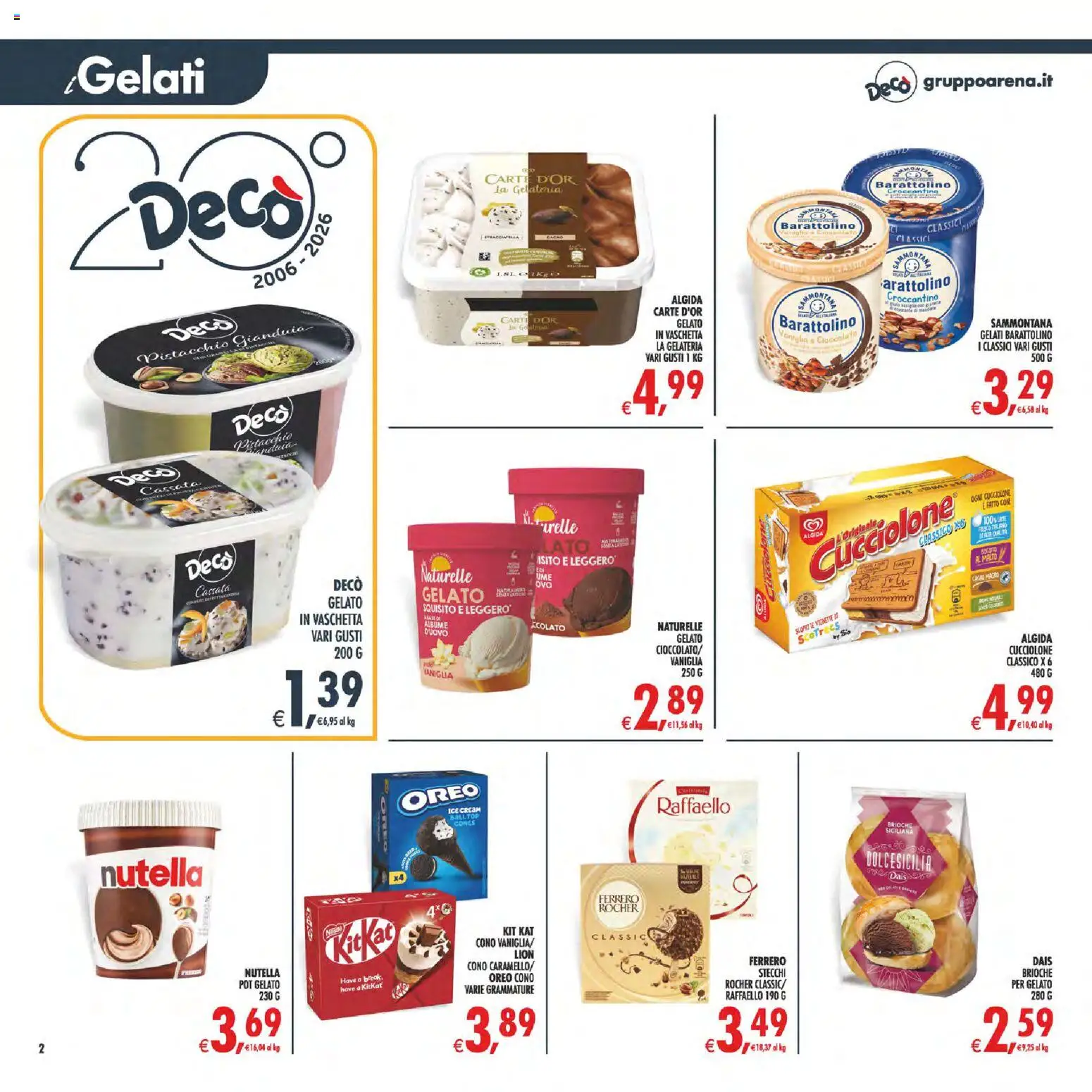 Volantino Decò del 10/07/2026 | Pagina: 2 | Prodotti: Gelato, Nutella, Cacao, Stracciatella