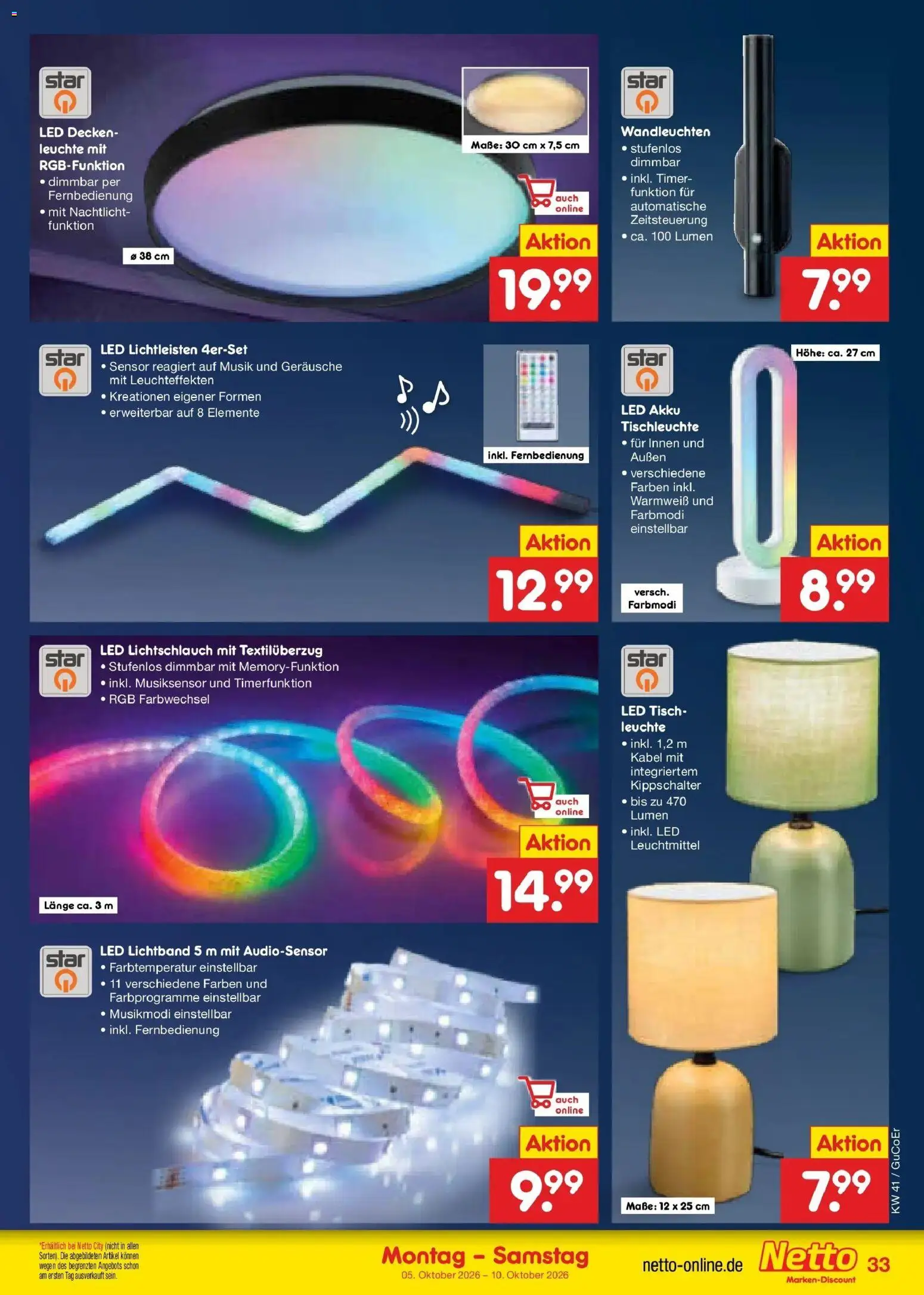 Netto Marken-Discount Prospekt Naumburg – gültig ab 05.10.2026 | Seite: 41 | Produkte: Kabel, Tisch, Nachtlicht
