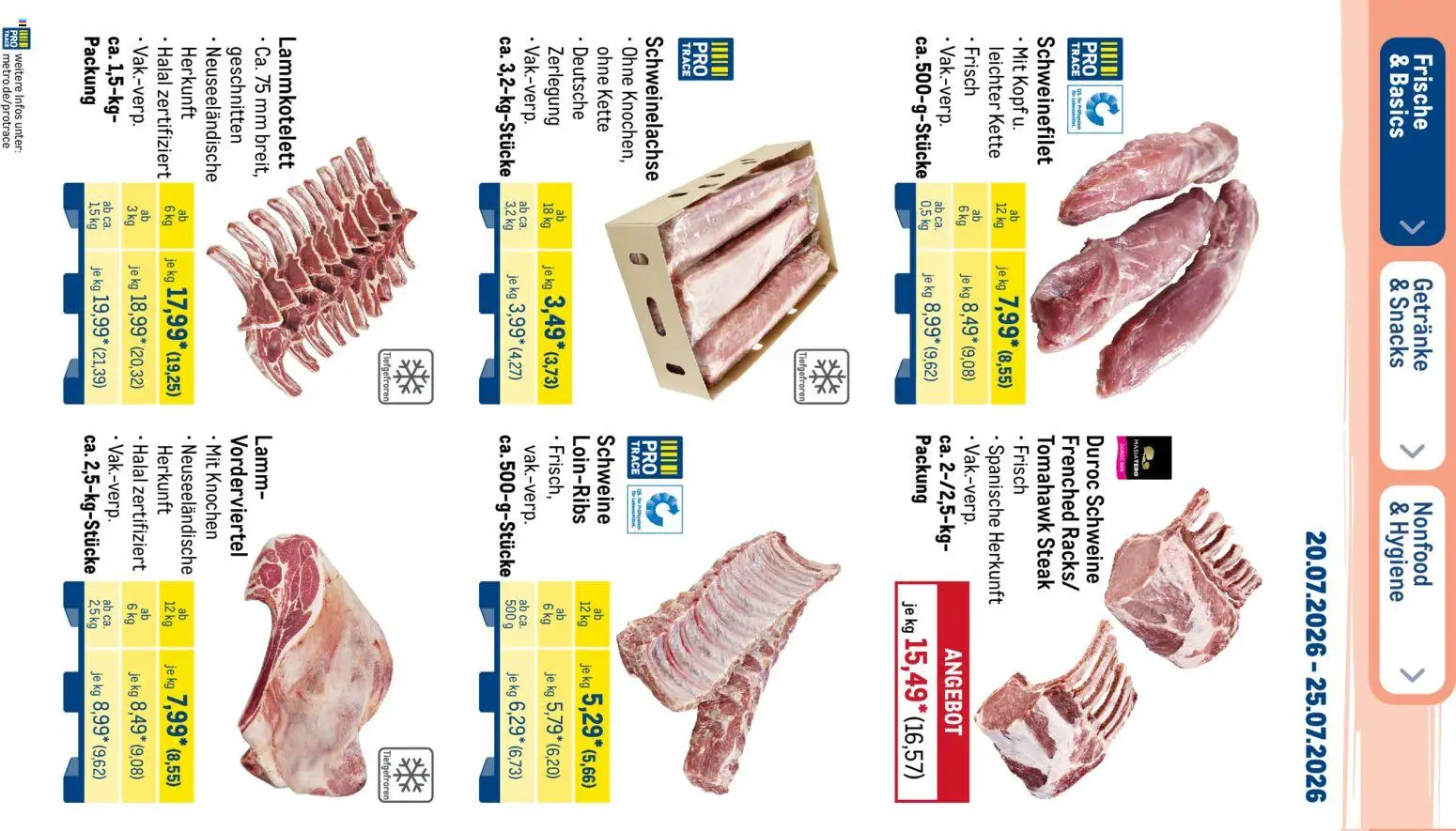 Metro Prospekt – gültig ab 20.07.2026 | Seite: 4 | Produkte: Schweinefilet, Steak