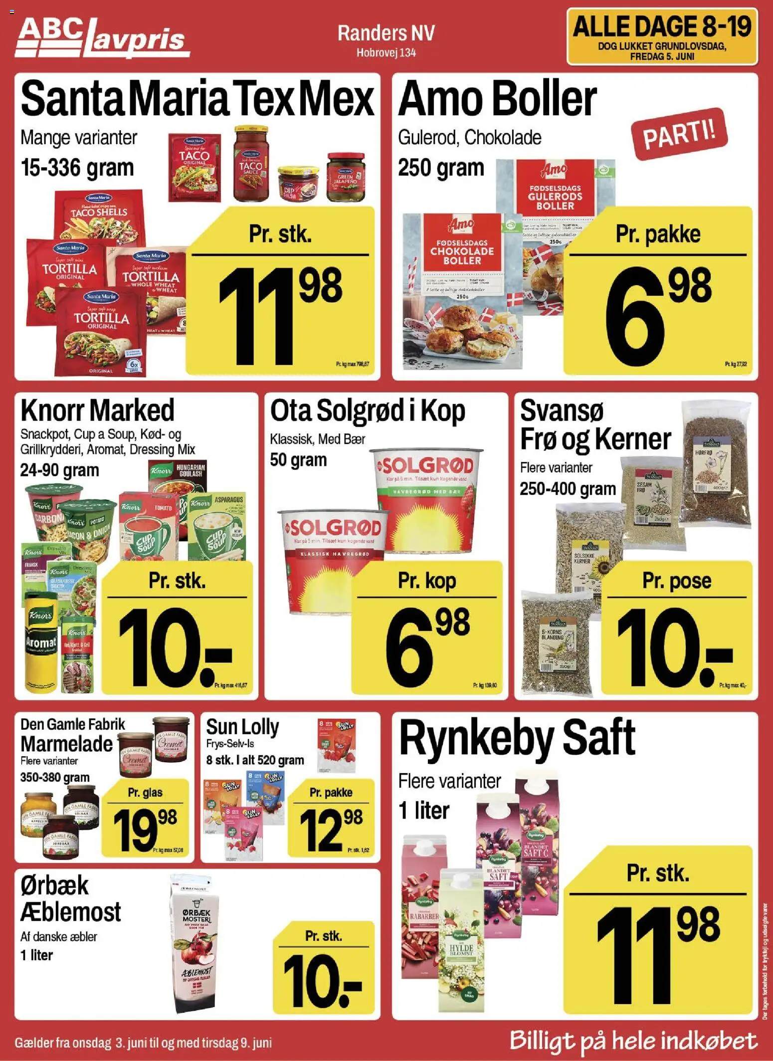 Abc Lavpris tilbudsavis – gyldig fra 03.06.2026 | Side: 10 | Produkter: Rabarber, Hylde, Dressing, Bacon