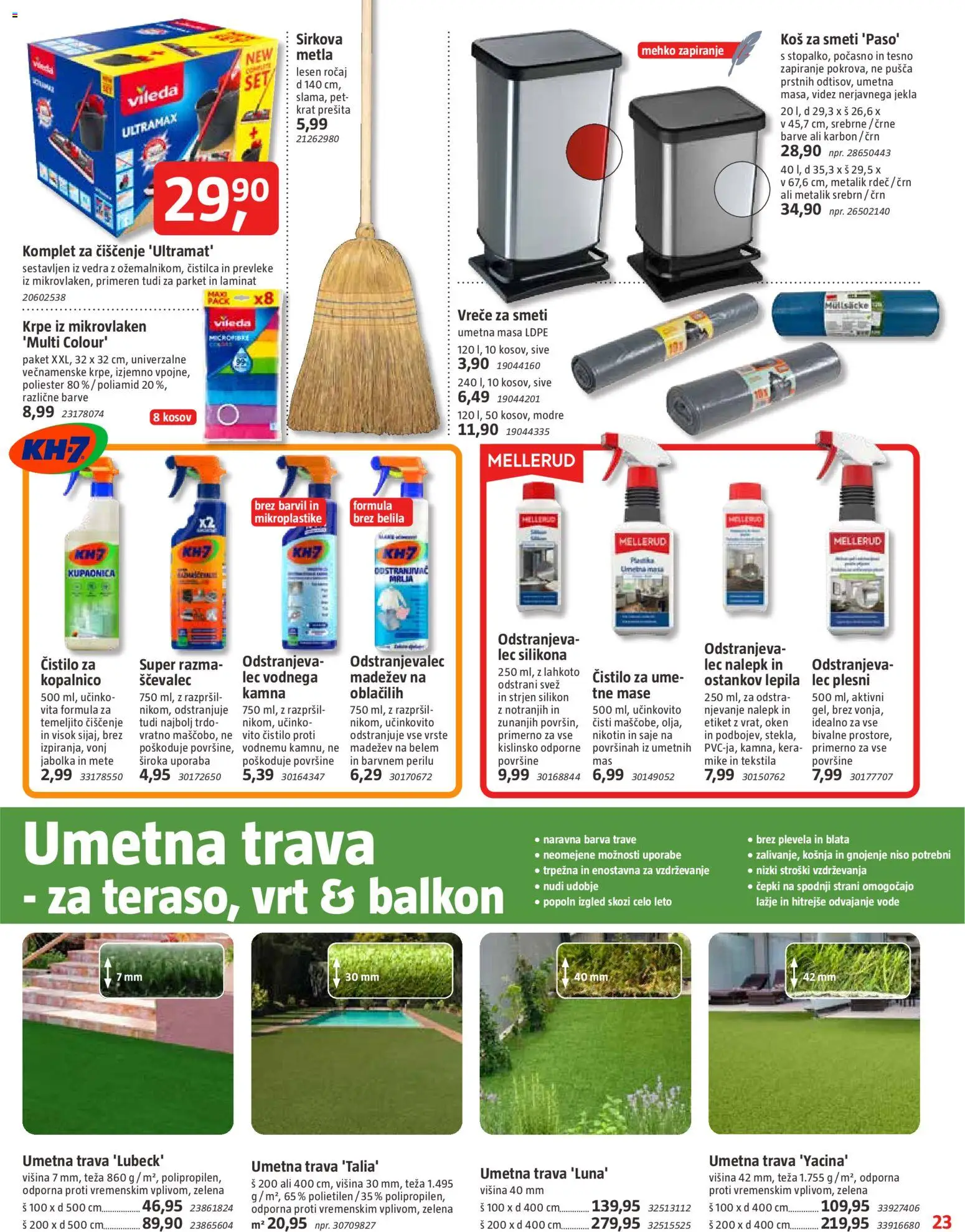 Novi Bauhaus katalog ponudbe – veljaven od 03.06.2026 | Stran: 23 | Izdelki: Kos, Umetna trava, Silikon, Zelena