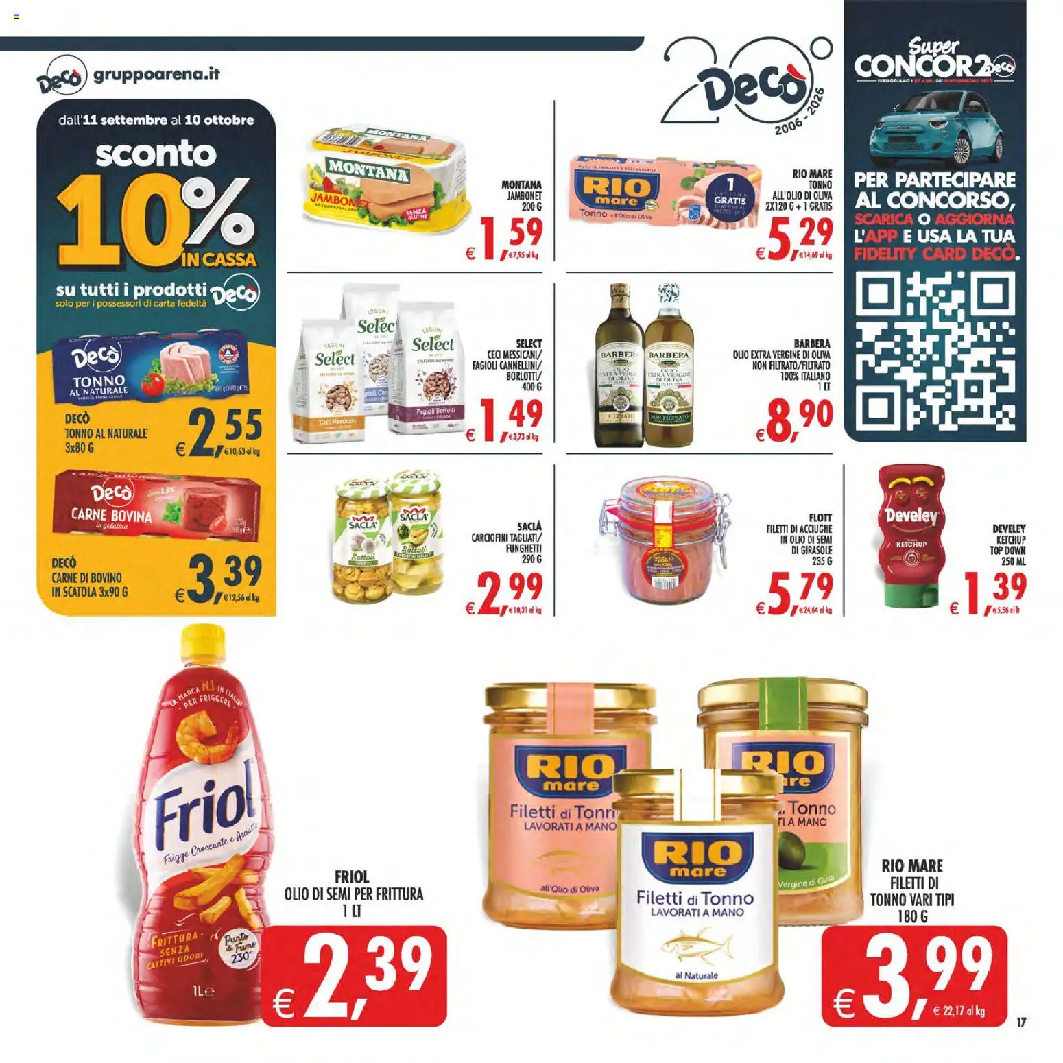 Volantino Decò del 22/09/2026 | Pagina: 19 | Prodotti: Fagioli, Tonno, Olio extra vergine, Scatola