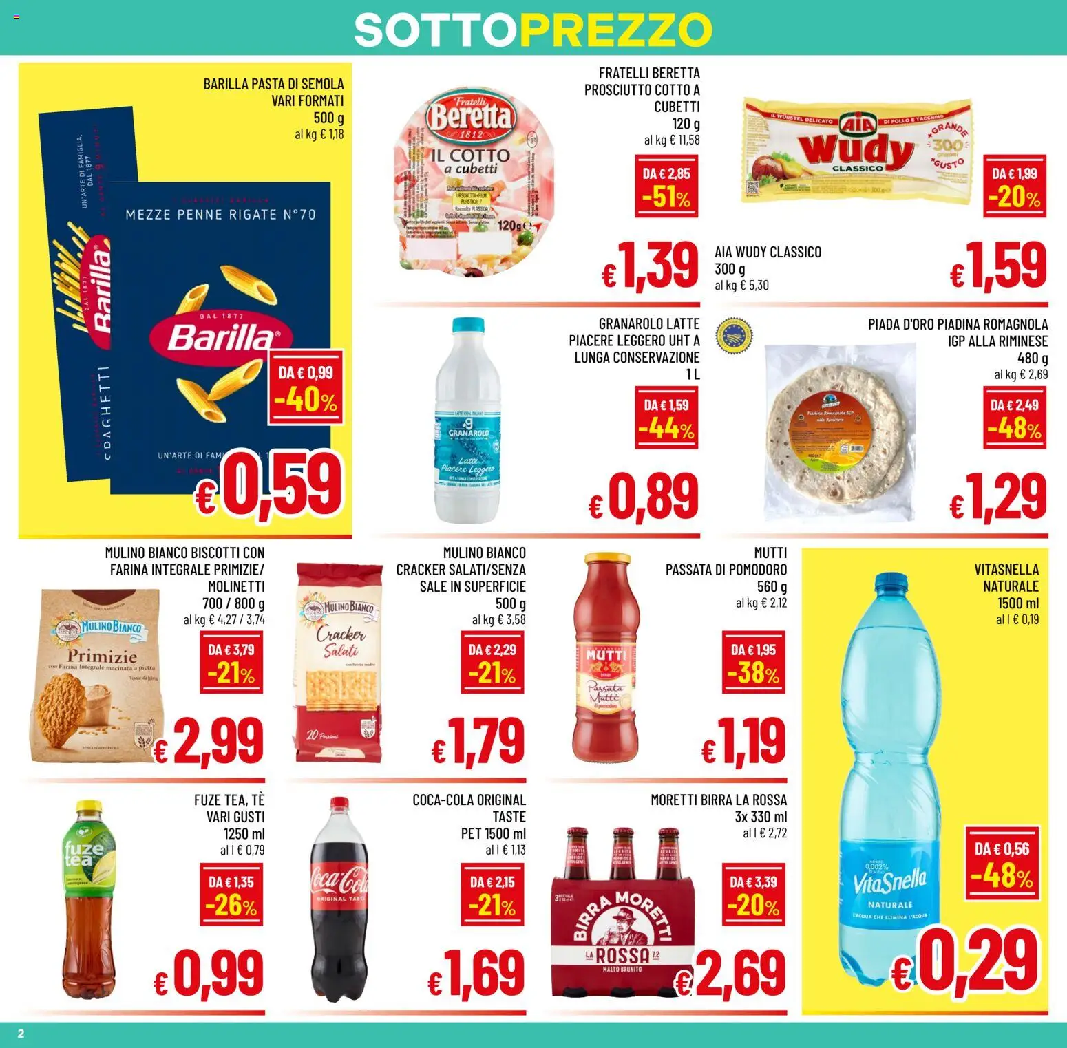Volantino A&O del 22/07/2026 | Pagina: 2 | Prodotti: Biscotti, Pomodoro, Prosciutto, Mutti