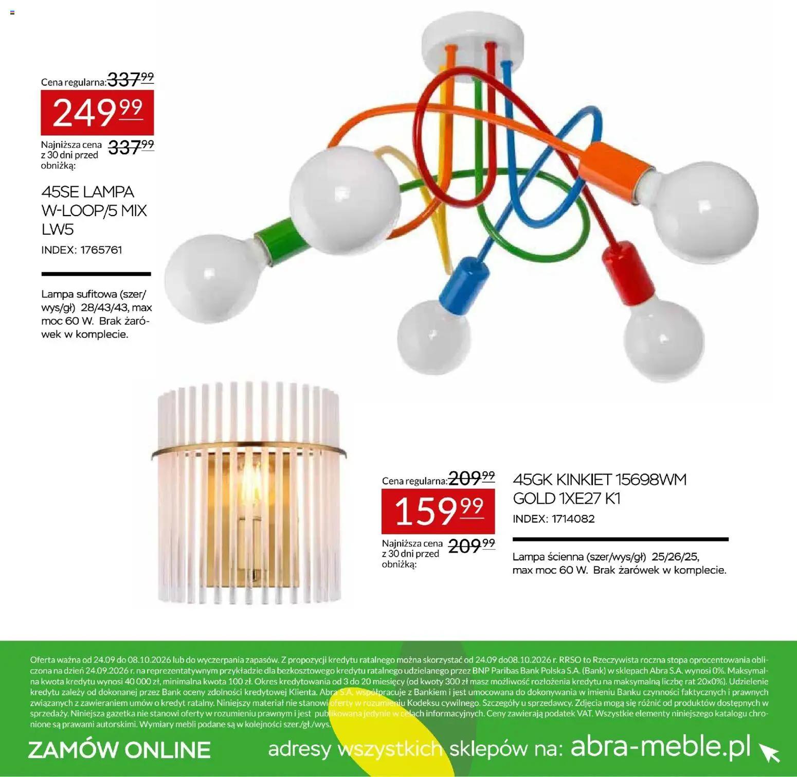Abra meble gazetka od 24.09.2026 | Strona: 22 | Produkty: Lampa, Lampa sufitowa