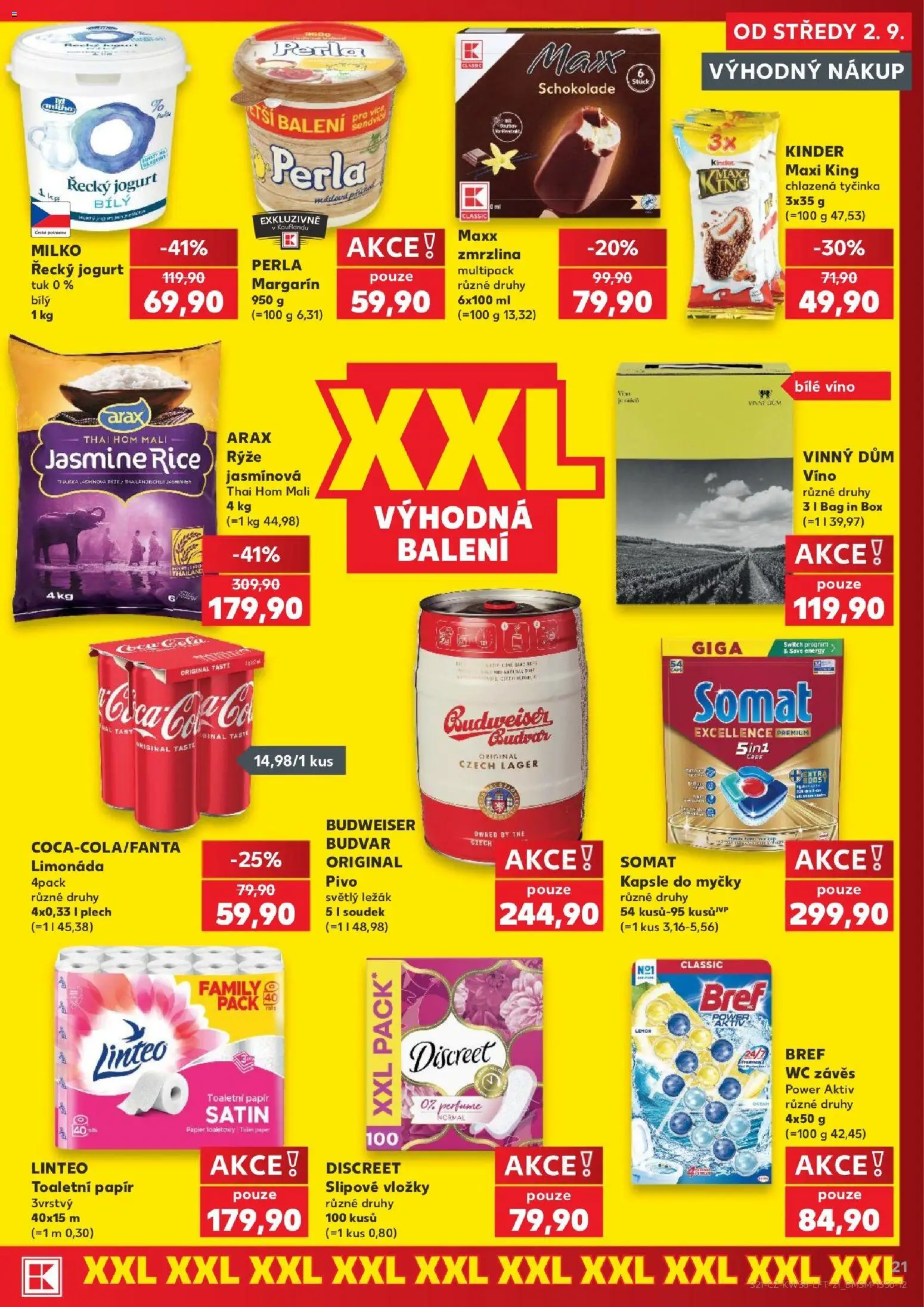 Kaufland leták - Praha 8 od 02.09.2026 | Strana: 21 | Produkty: Řecký jogurt, Rýže, Milko řecký jogurt, Slipové vložky