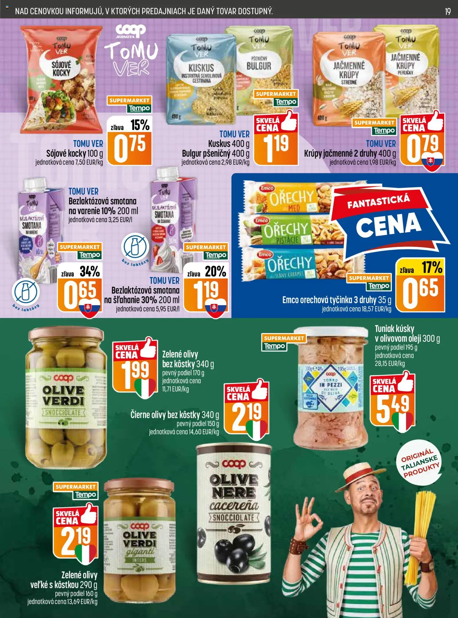 Nové COOP Jednota akcie – leták je platný od 30.04.2026 | Strana: 19 | Produkty: Tuniak, Smotana, Orechy, Med