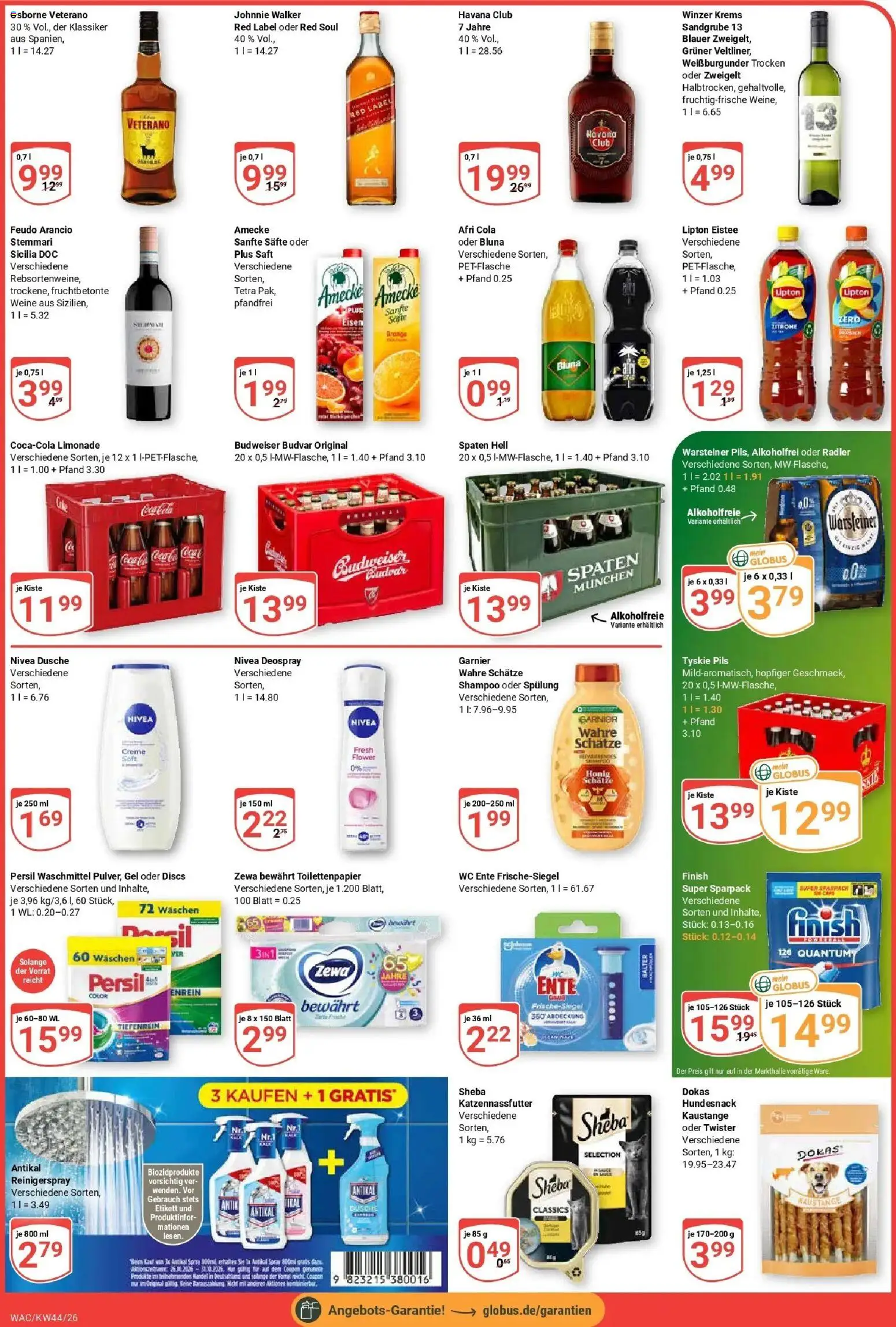 Globus Prospekt Markkleeberg – gültig ab 26.10.2026 | Seite: 3 | Produkte: Limonade, Budweiser, Persil, Johnnie walker