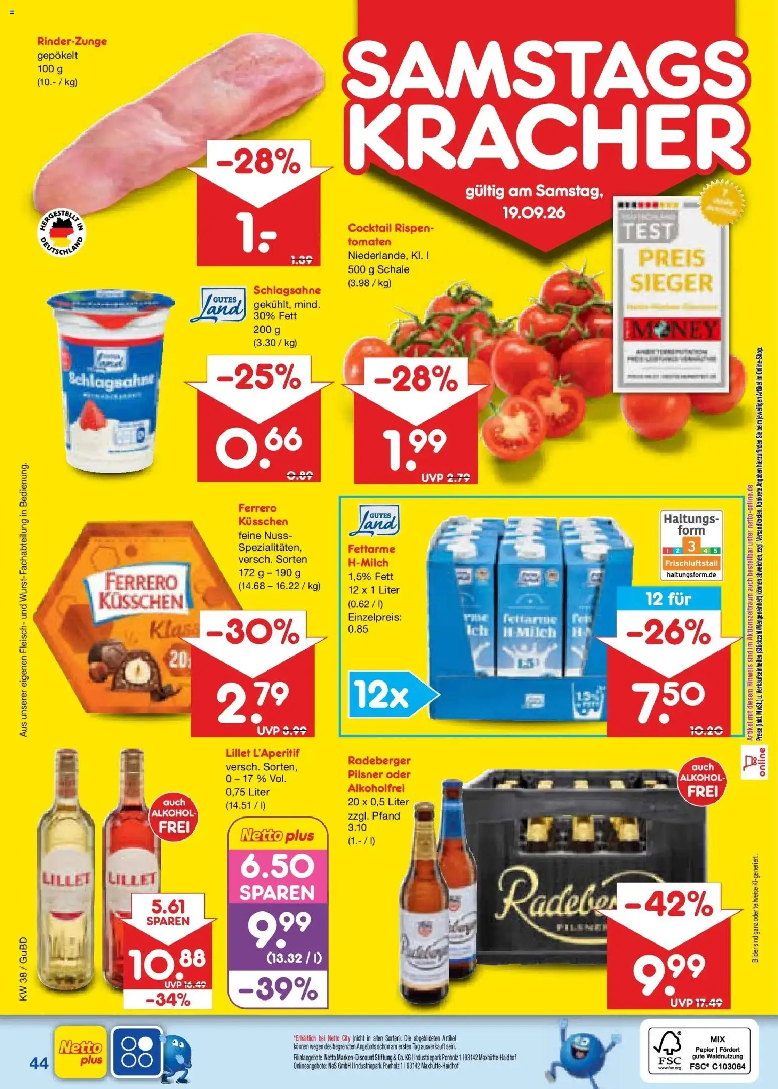 Netto Marken-Discount Prospekt Augustusburg – gültig ab 14.09.2026 | Seite: 58 | Produkte: Schlagsahne, Bilder, Alkohol, Fleisch