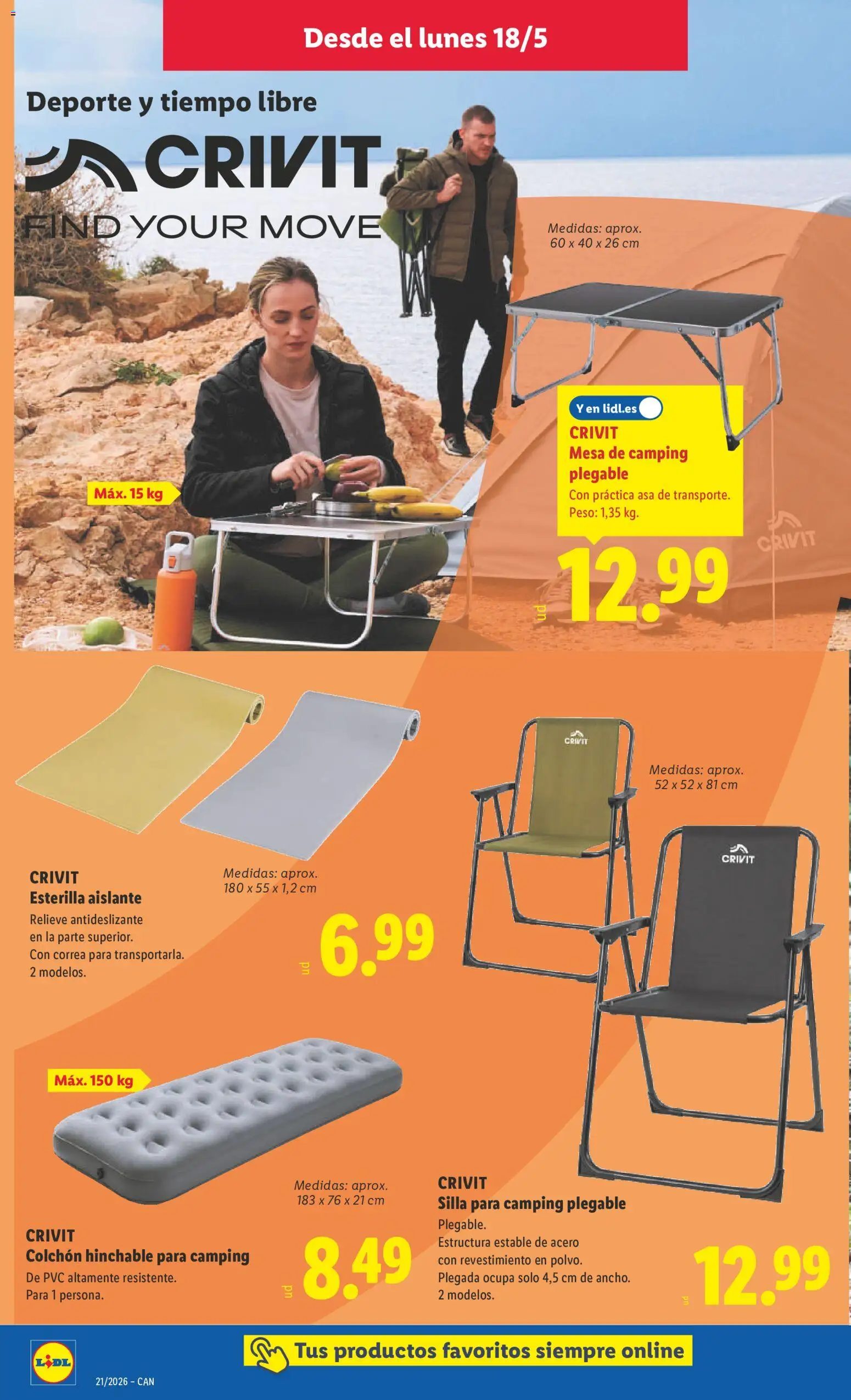 Lidl folleto de bazar │ válido desde el 18.05.2026 | Página: 8 | Productos: Colchon, Peso, Mesa, Silla