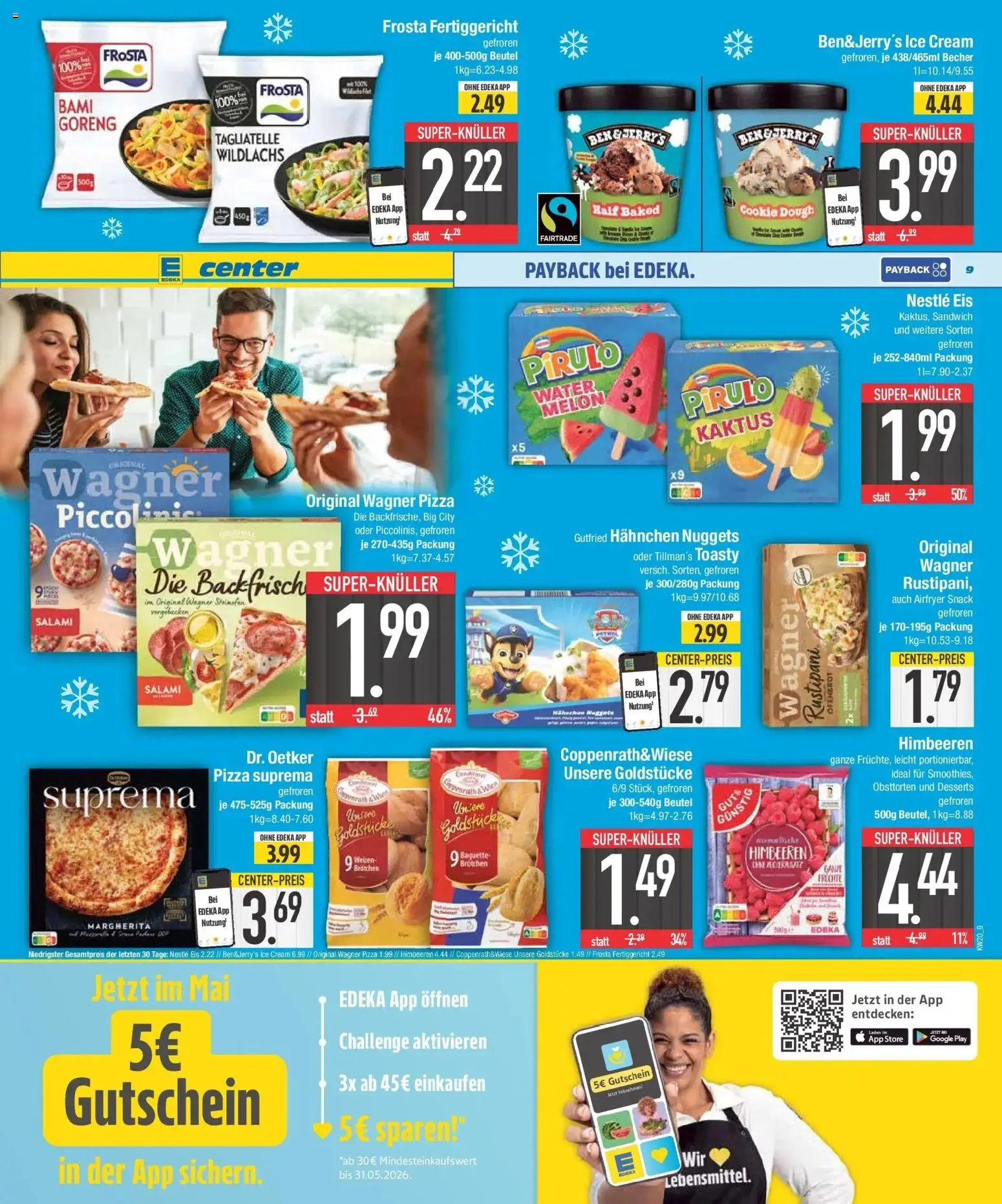 Edeka prospekt München	 – gültig ab 10.05.2026 | Seite: 9 | Produkte: Hahnchen, Baguette, Wagner pizza, Pizza