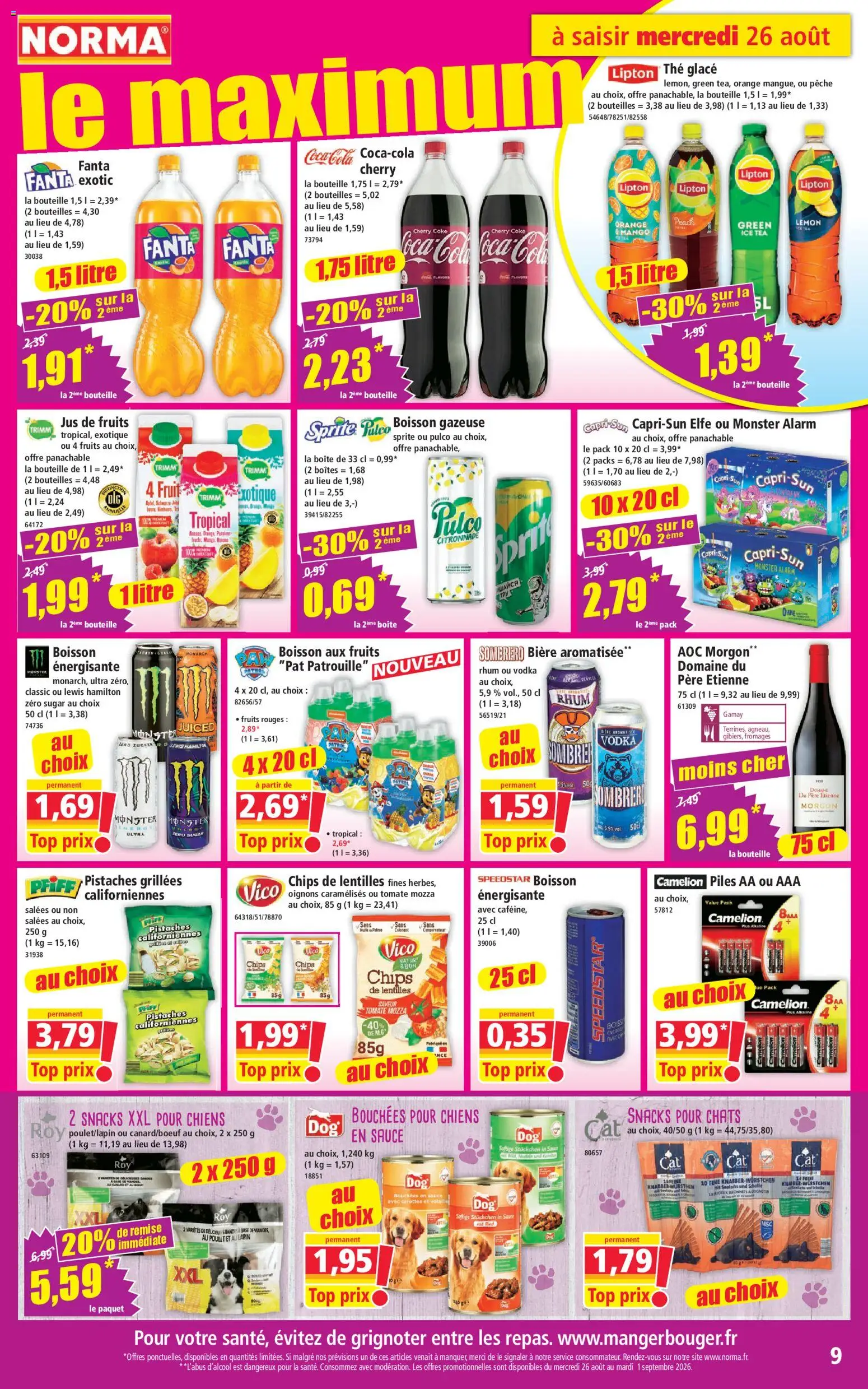 {H1} | Page: 9 | Produits: Carottes, Orange, Volaille, Bière