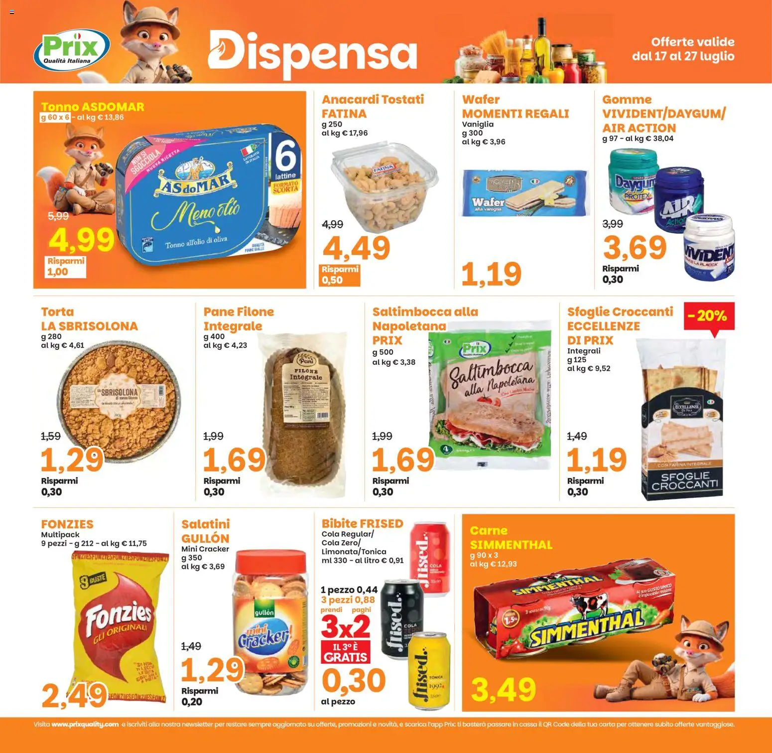 Volantino Prix del 17/07/2026 | Pagina: 17 | Prodotti: Farina, Tonno, Bibite, Torta