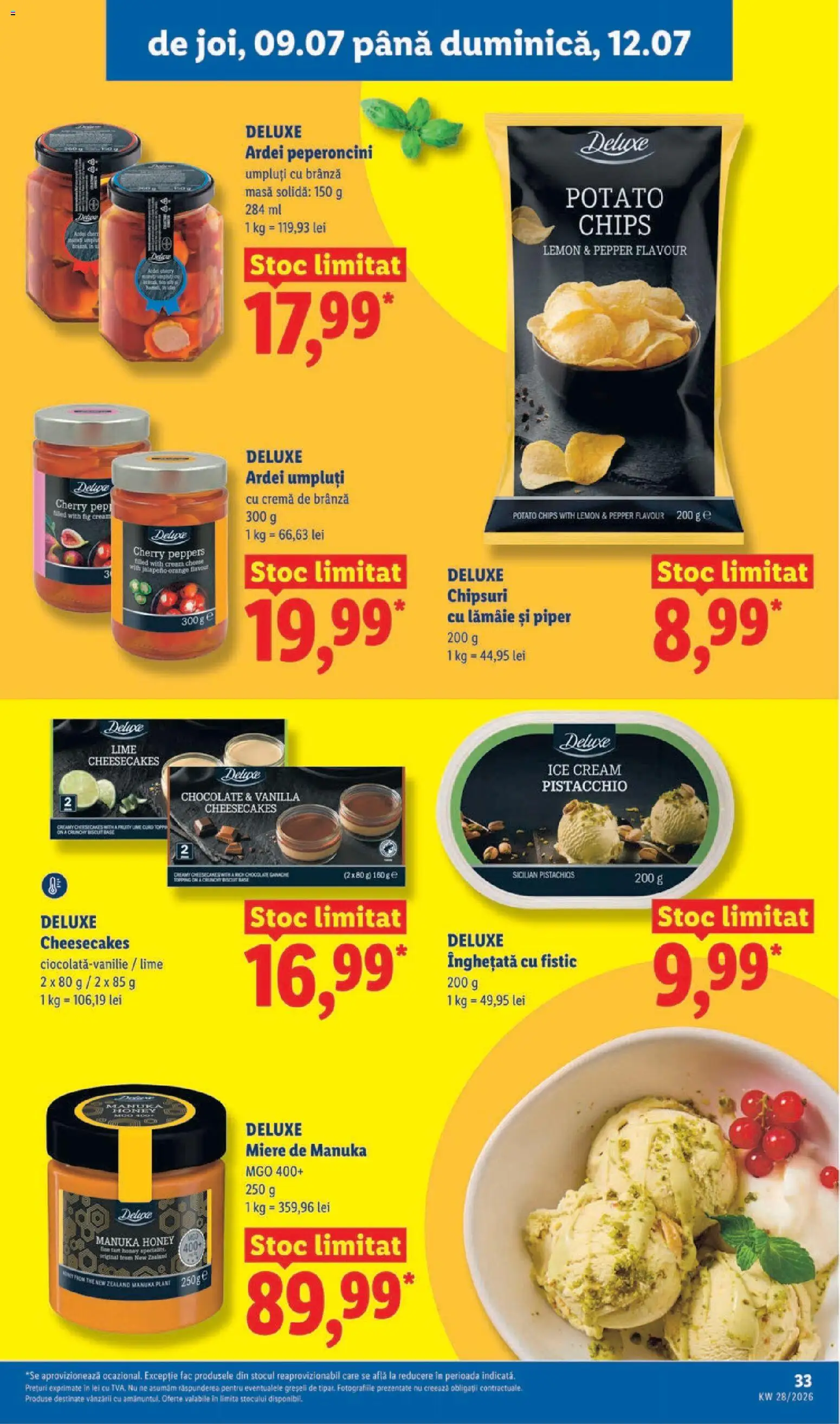 Noul catalog Lidl – valabil de la 06.07.2026 | Pagină: 33 | Produse: Lime, Fistic, Cremă de brânză, Ardei umpluți