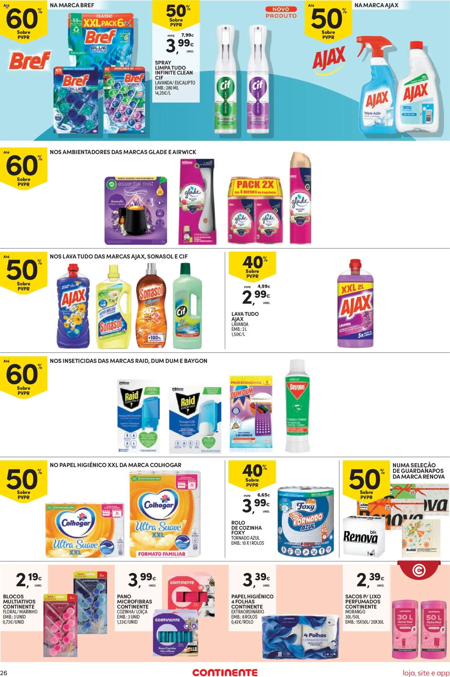 Continente Semanal Continente Bom Dia │ válido de 26.05.2026 | Página: 26 | Produtos: Papel higiénico, Fragrância, Guardanapos