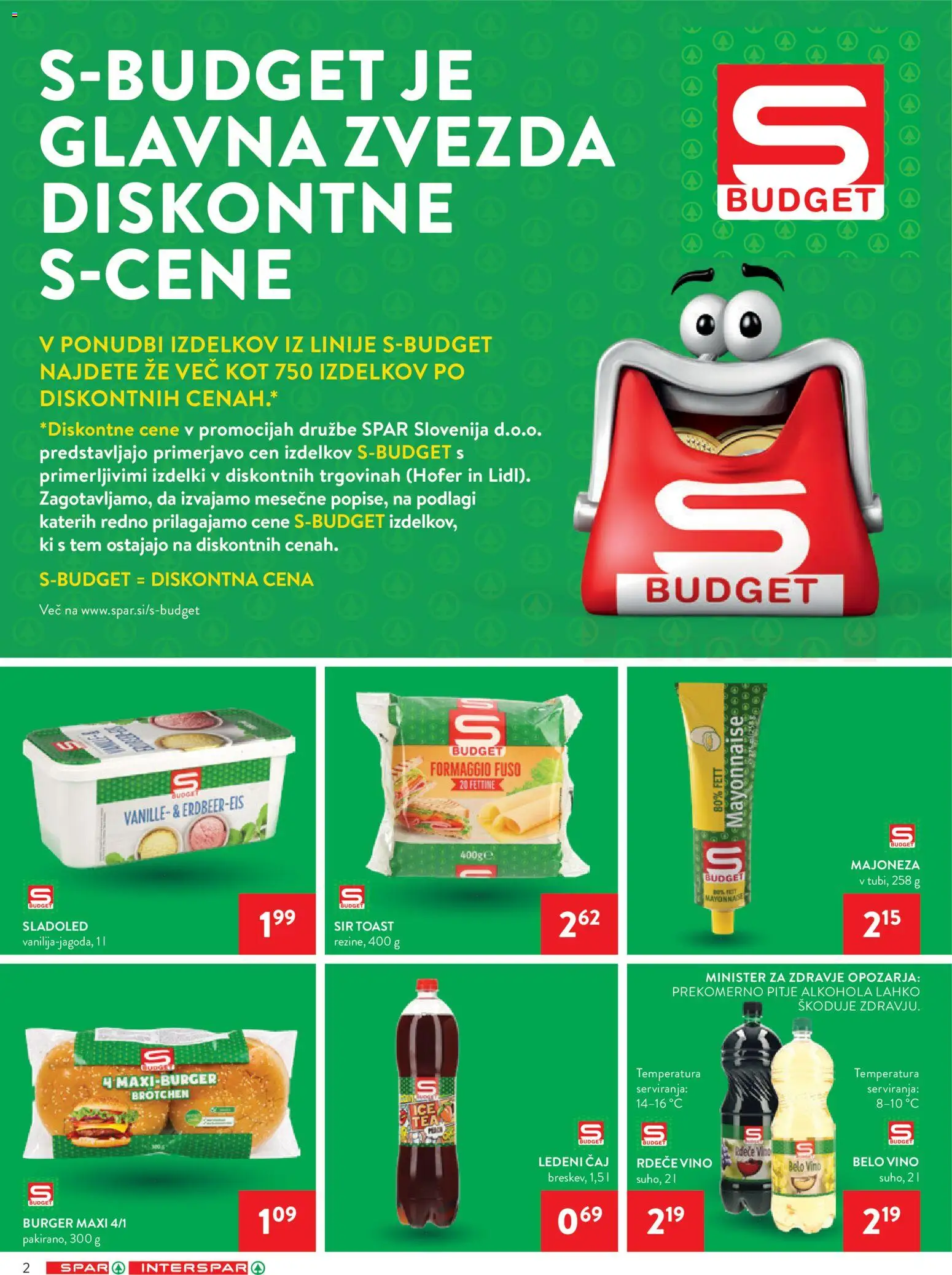 Novi Spar katalog ponudbe – veljaven od 12.08.2026 | Stran: 2 | Izdelki: Toast, Vino, Caj, Sladoled