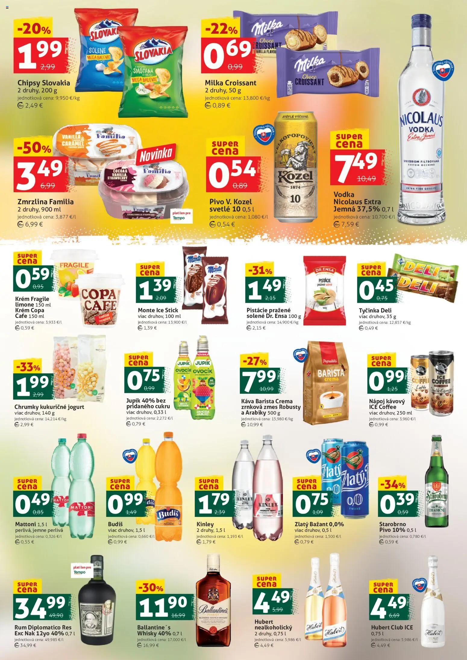 Nové COOP Jednota akcie – leták je platný od 21.08.2026 | Strana: 3 | Produkty: Pivo, Croissant, Smotana, Zmrzlina