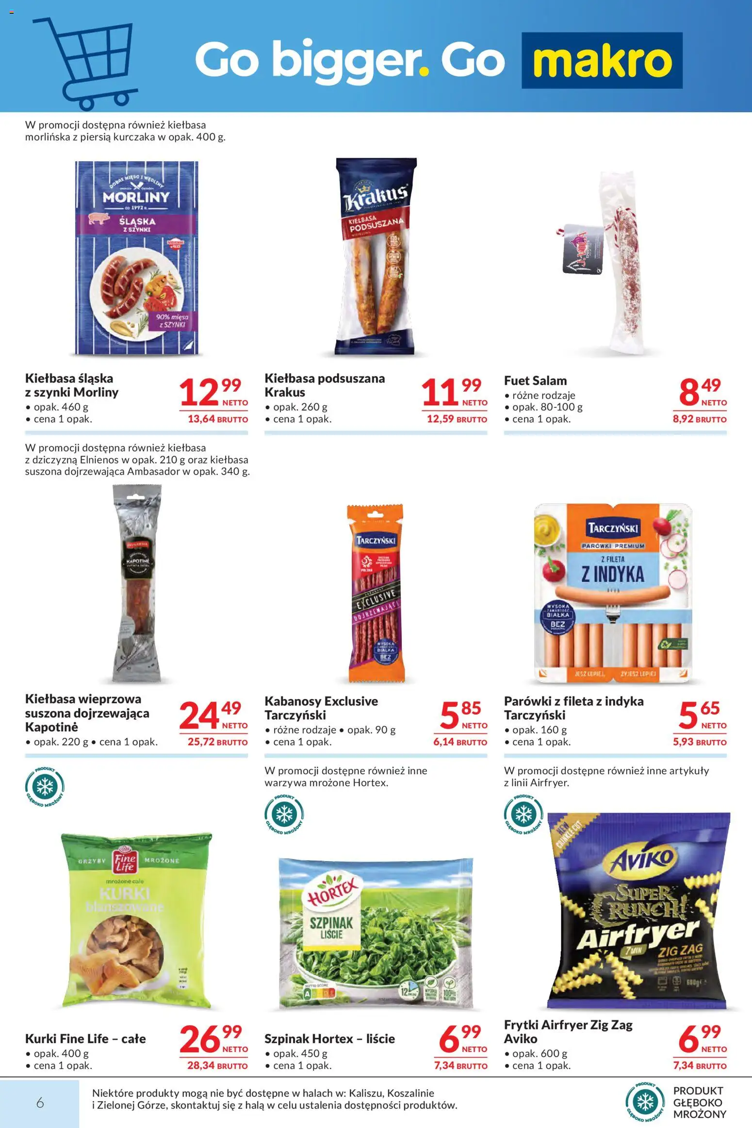 Makro gazetka od 27.10.2026 | Strona: 6 | Produkty: Kiełbasa, Warzywa mrożone, Szpinak, Kiełbasa śląska
