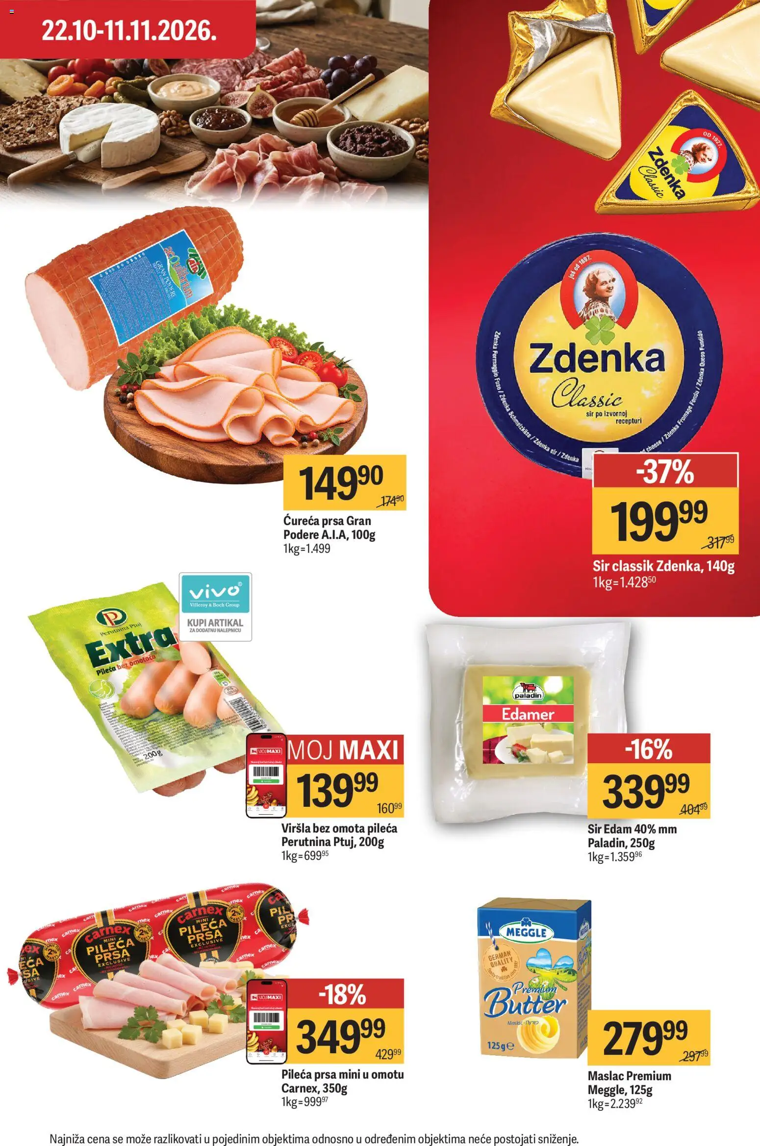 Maxi katalog - važi od 29.10.2026 | Strana: 14 | Proizvode: Maslac, Edamer, Sir, Ćureća prsa