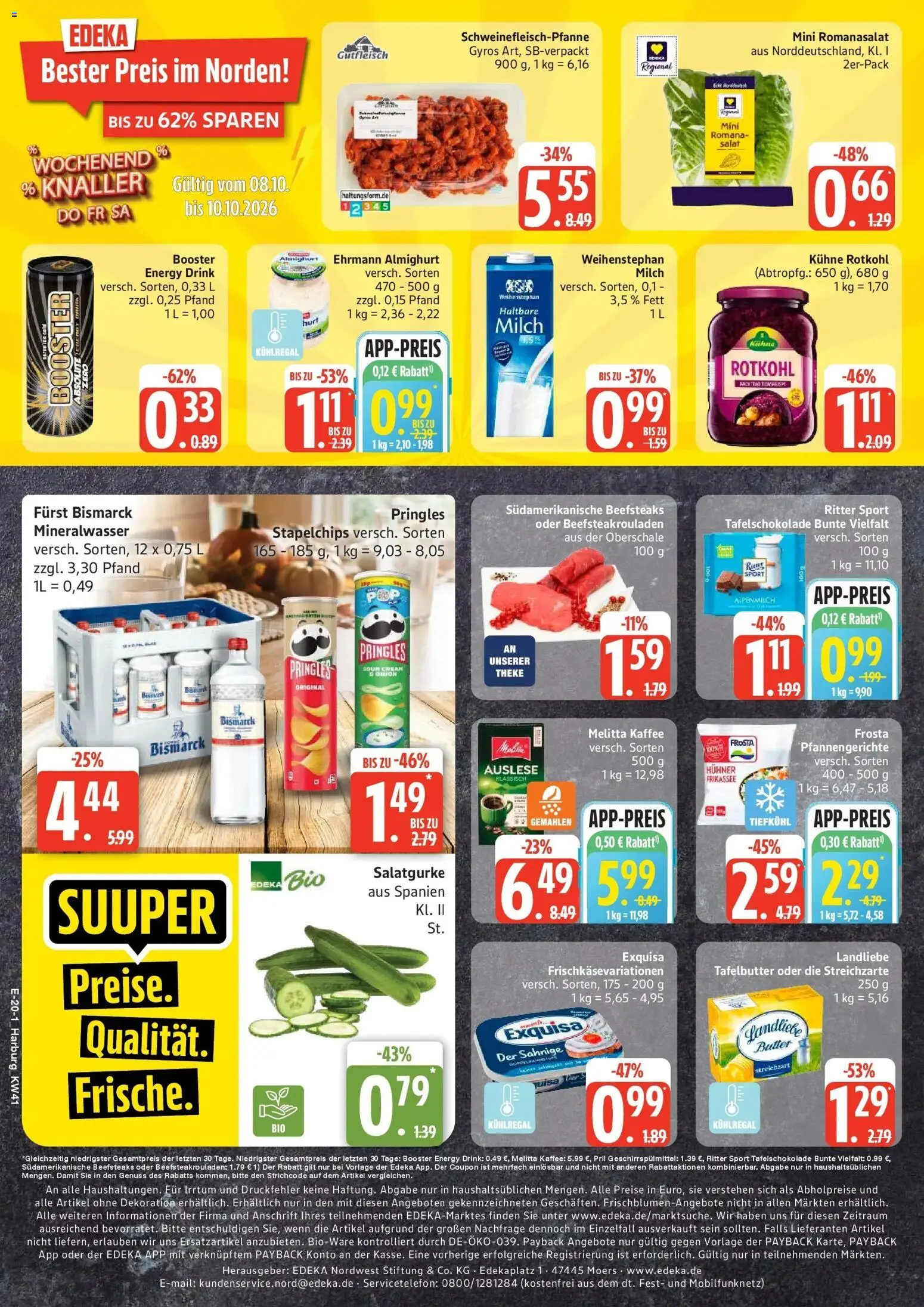 E center Prospekt Hamburg (ab 05.10.2026) zum Blättern | Seite: 28 | Produkte: Melitta kaffee, Energy, Rotkohl, Salat