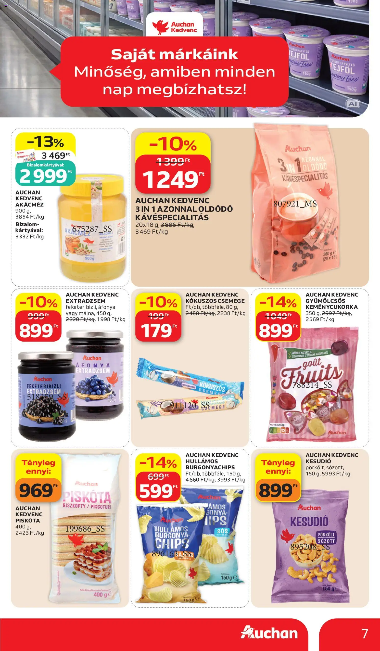 Auchan akciós ujság - amely érvényes a következő dátumtól: 2026.10.15. | Oldal: 7 | Termékek: Piskóta, Chips, Burgonya, Csemege