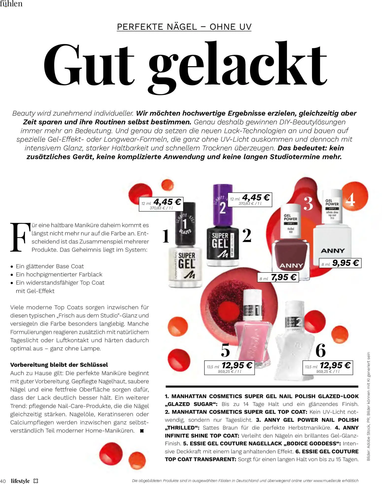 Müller Lifestyle – gültig ab 01.09.2026 | Seite: 40 | Produkte: Blazer, Top, Nagellack, Bilder