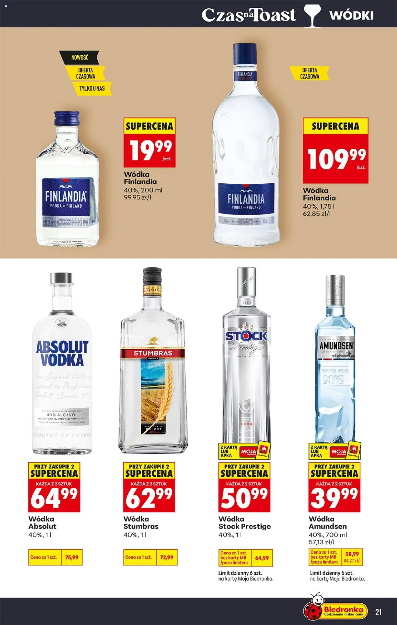 Biedronka Polsko leták - Czas na toast od 27.07.2026 | Strana: 21 | Produkty: Vodka, Finlandia vodka, Karty