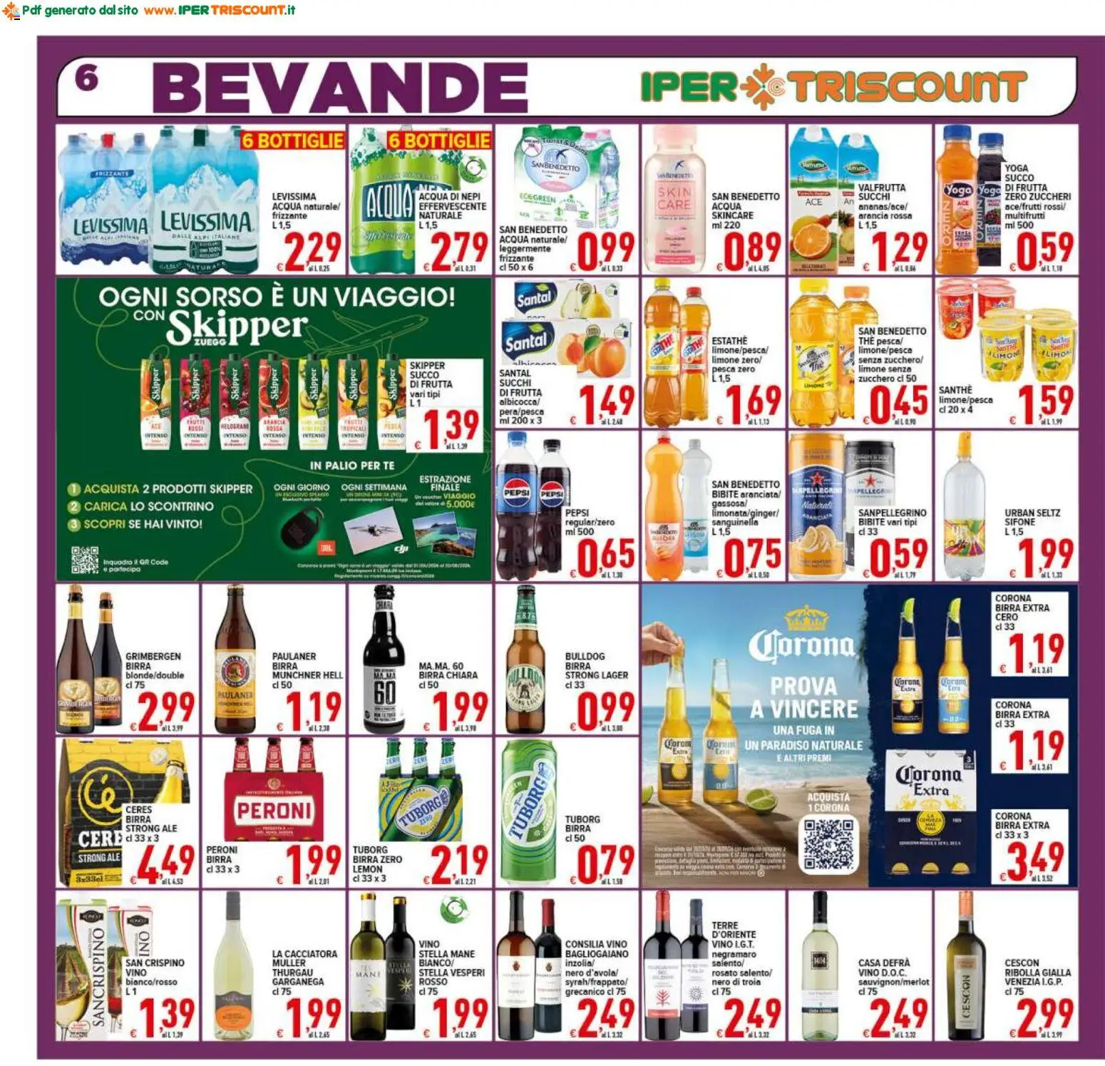 Volantino Ipertriscount del 12/08/2026 | Pagina: 6 | Prodotti: Acqua, Zucchero, Limone, Ceres