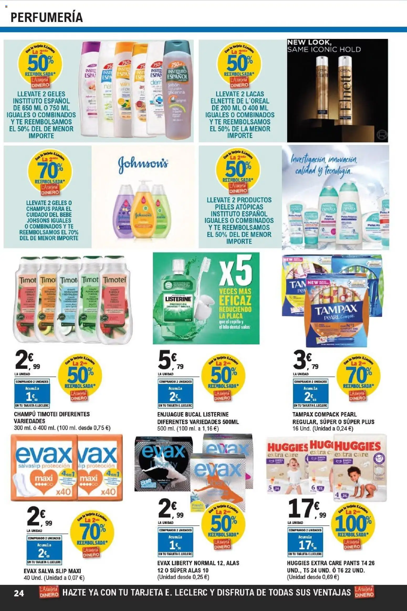 E.Leclerc folleto Super ofertas │ válido desde el 01.04.2026 | Página: 24 | Productos: Cepillo, Champú, Jabón, Enjuague bucal