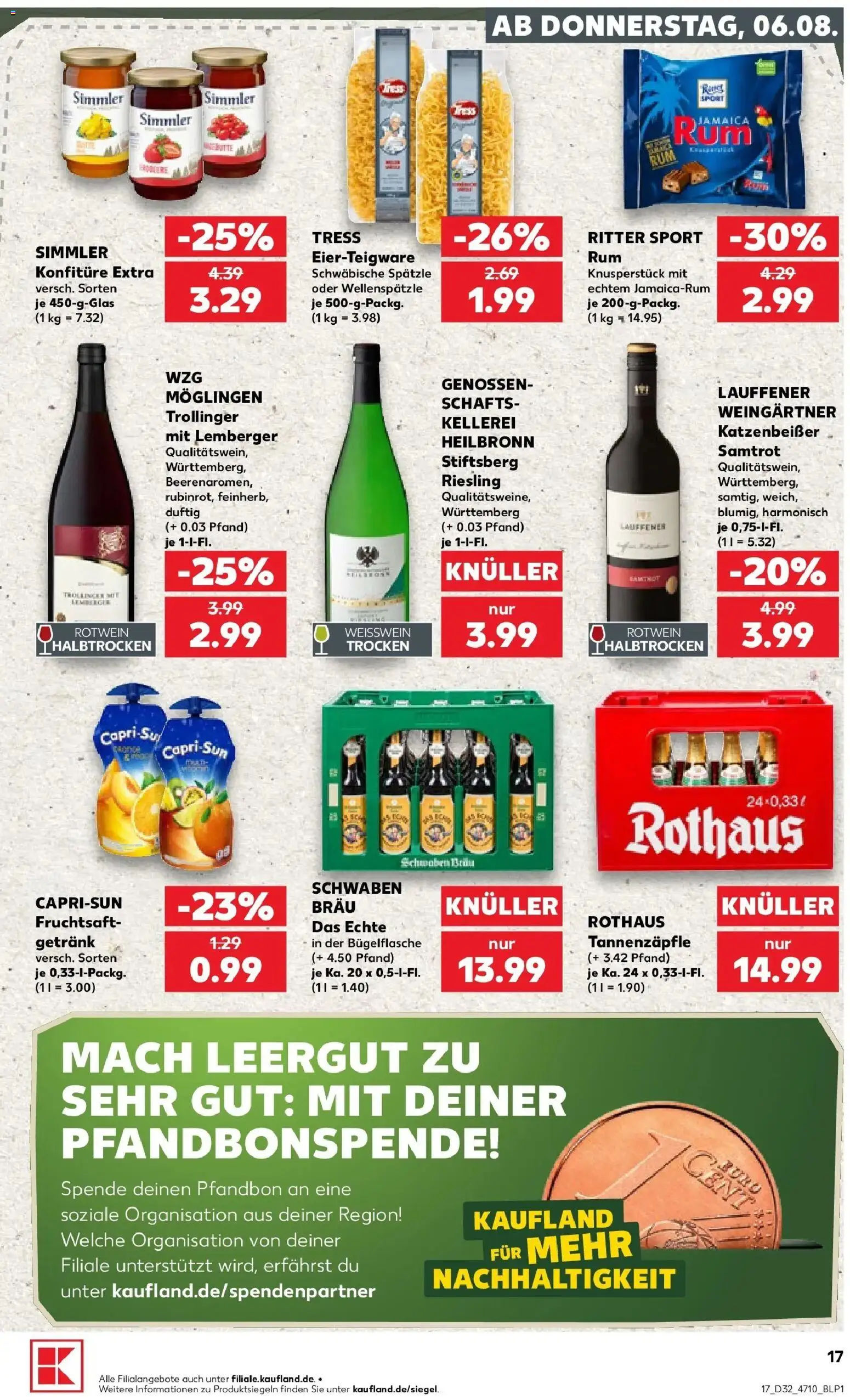 Kaufland Prospekt Calw – gültig ab 03.08.2026 | Seite: 26 | Produkte: Weißwein, Rotwein, Ritter sport, Fruchtsaft