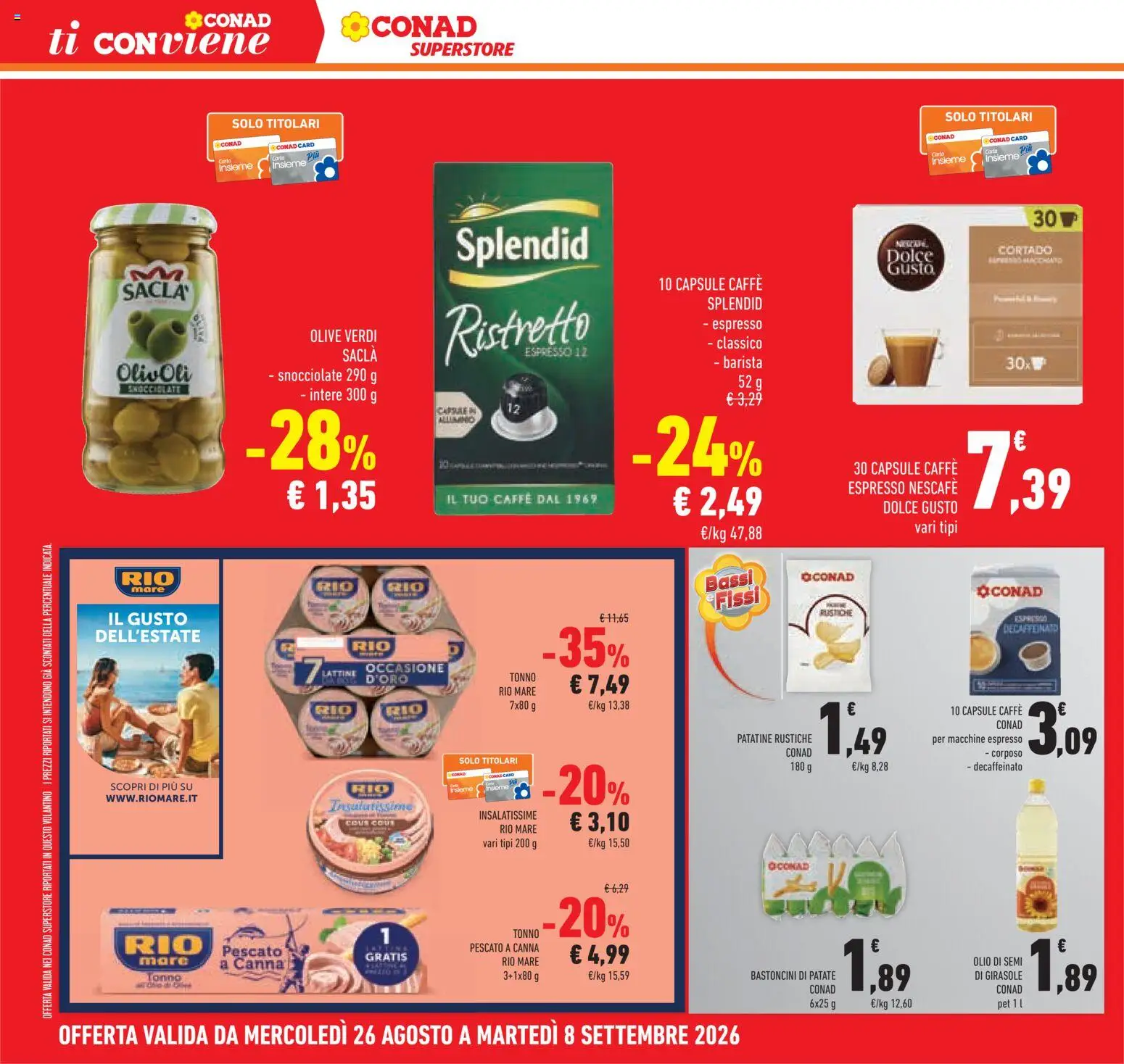 Volantino Conad del 26/08/2026 | Pagina: 32 | Prodotti: Olio di semi, Caffè, Olio di semi di girasole, Nescafé