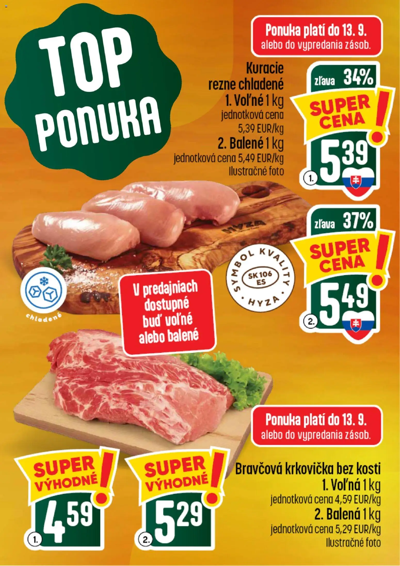 Nové COOP Jednota akcie – leták je platný od 10.09.2026 | Strana: 3 | Produkty: Bravčová krkovička, Kuracie rezne, Krkovička, Rezne