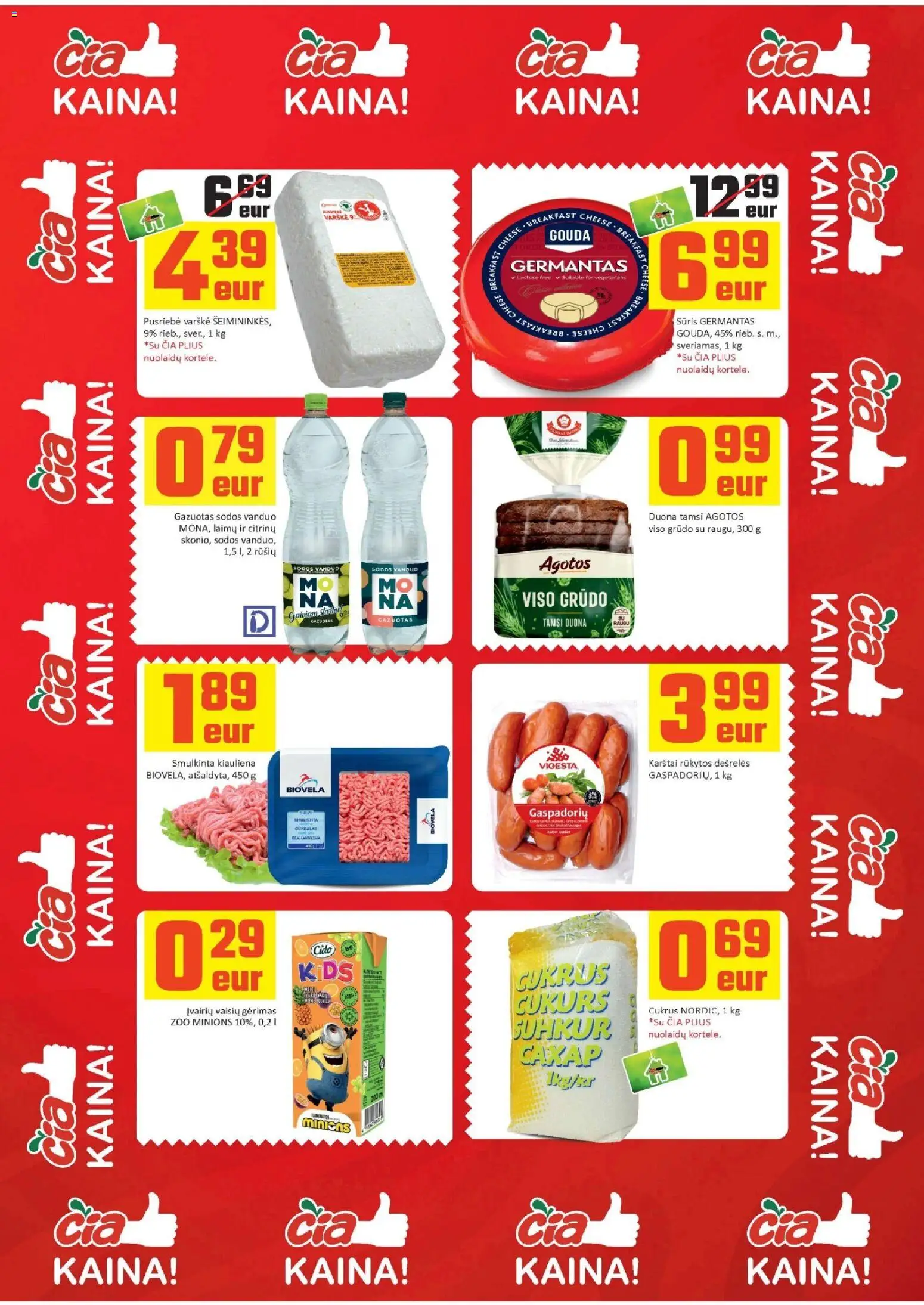 ČIA MARKET akcijos nuo 09.06.2026 | Puslapis: 19 | Prekių: Sūris, Duona, Varškė, Kiauliena