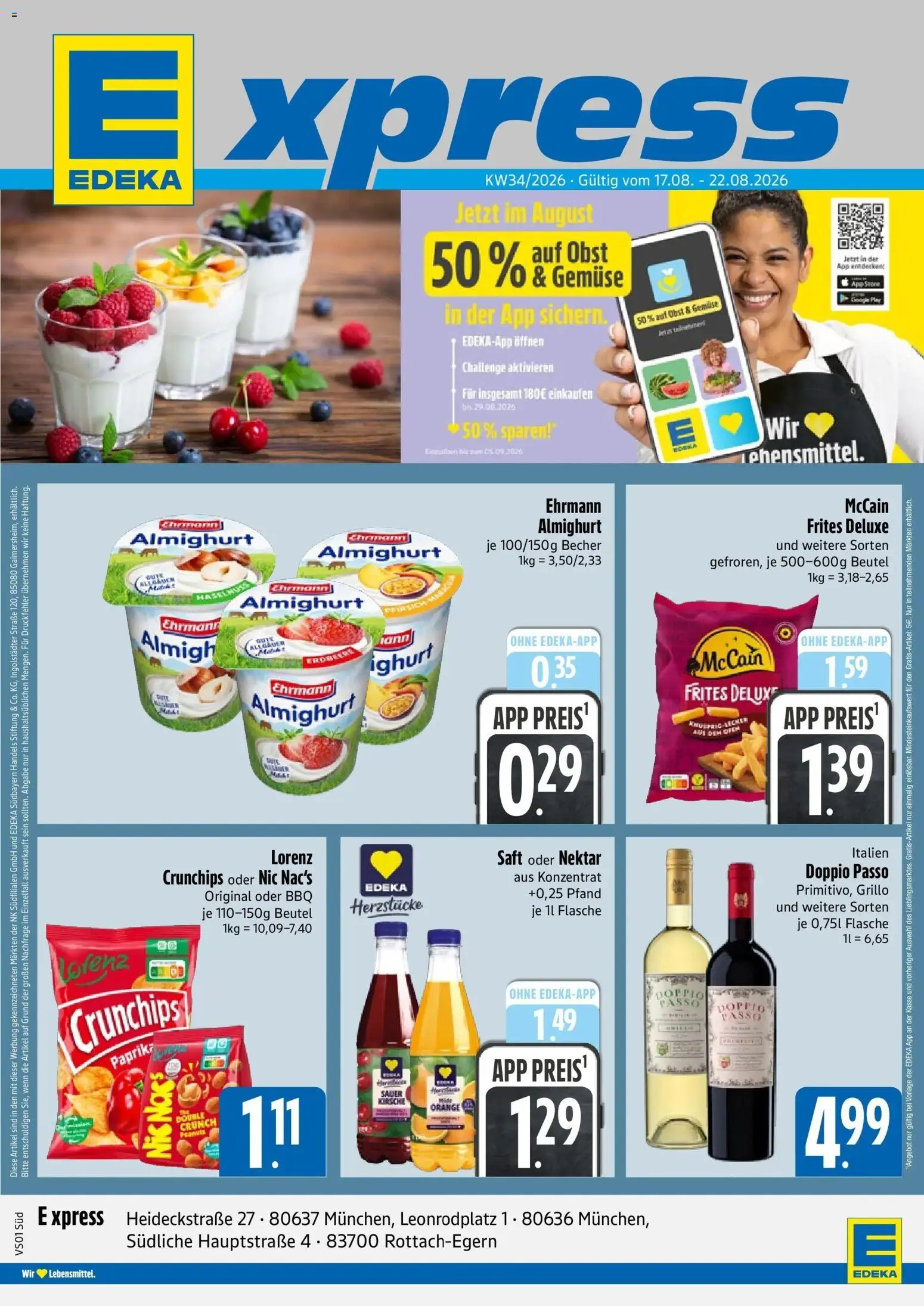Edeka Prospekt München (ab 17.08.2026) » Angebote Online | Seite: 1 | Produkte: Gemüse, Paprika, Obst, Saft