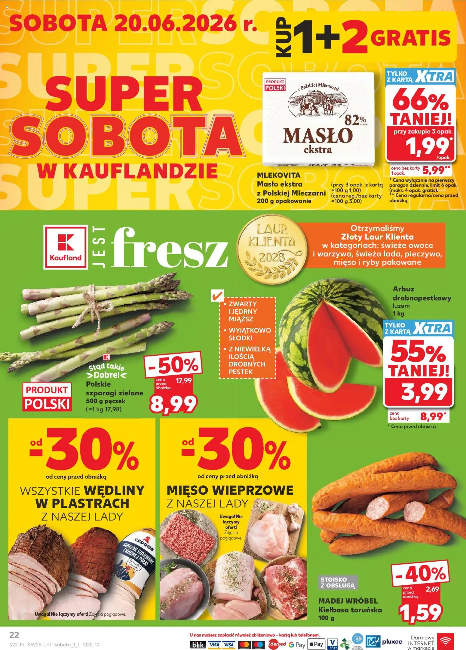 Kaufland Polsko leták od 18.06.2026 | Strana: 22 | Produkty: Máslo, Ryby, Karty