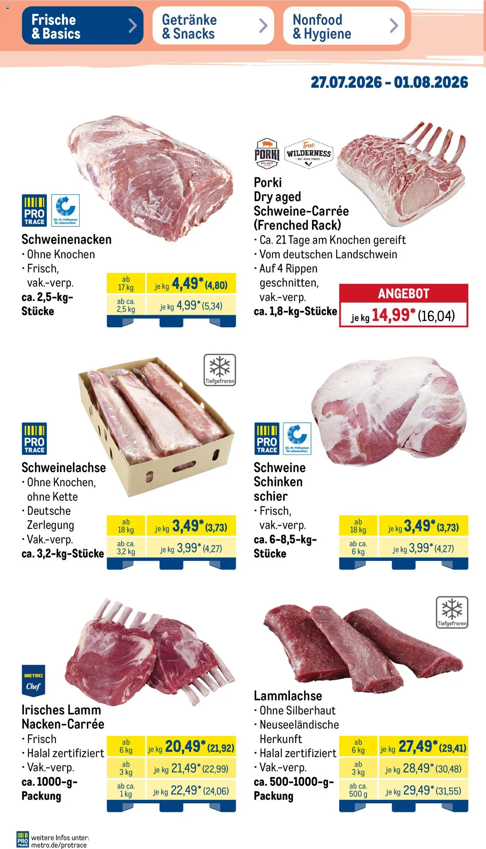 Metro Prospekt – gültig ab 27.07.2026 | Seite: 4 | Produkte: Schweinenacken, Schinken