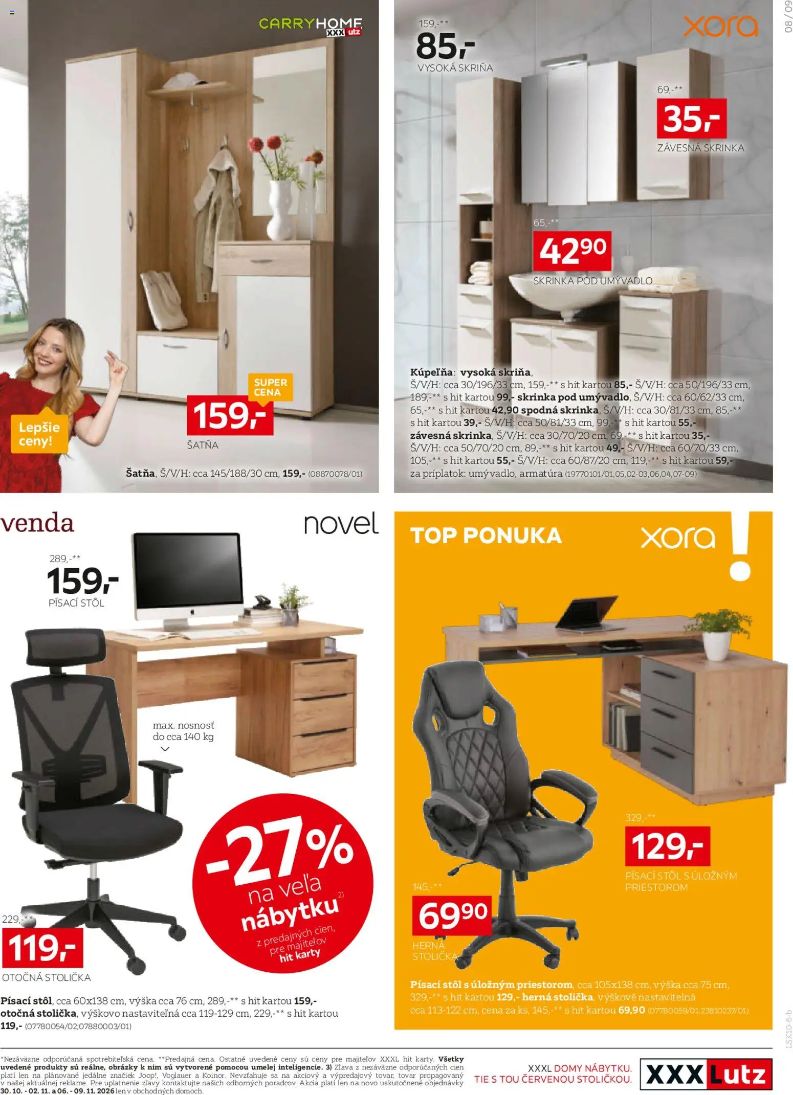 Nové XXXLutz akcie – leták je platný od 26.10.2026 | Strana: 11 | Produkty: Skriňa, Kúpelňa, Skrinka pod umývadlo, Stôl