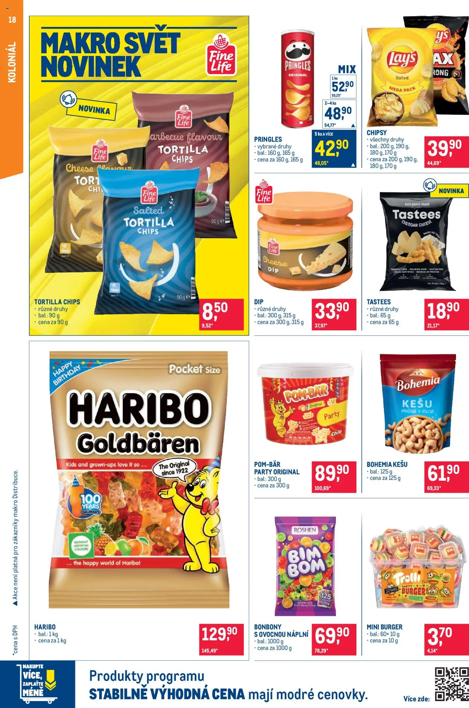 Makro leták - Pro milovníky jídla od 20.05.2026 | Strana: 18 | Produkty: Tortilla chips, Bonbóny, Lay's, Chipsy