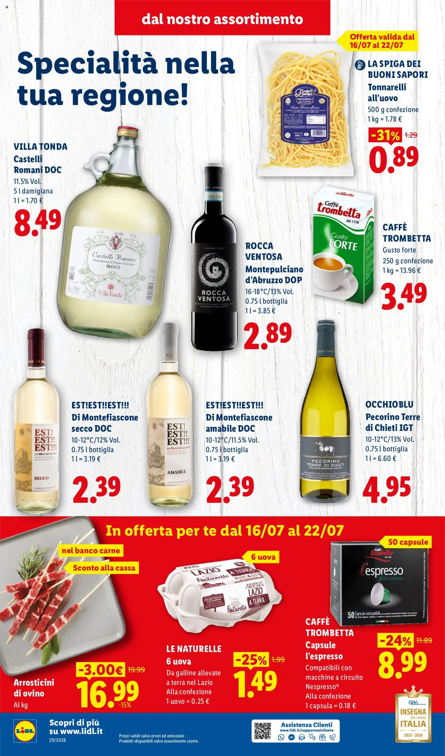 Volantino Lidl del 16/07/2026 | Pagina: 4 | Prodotti: Uova, Caffè, Ovino, Terra